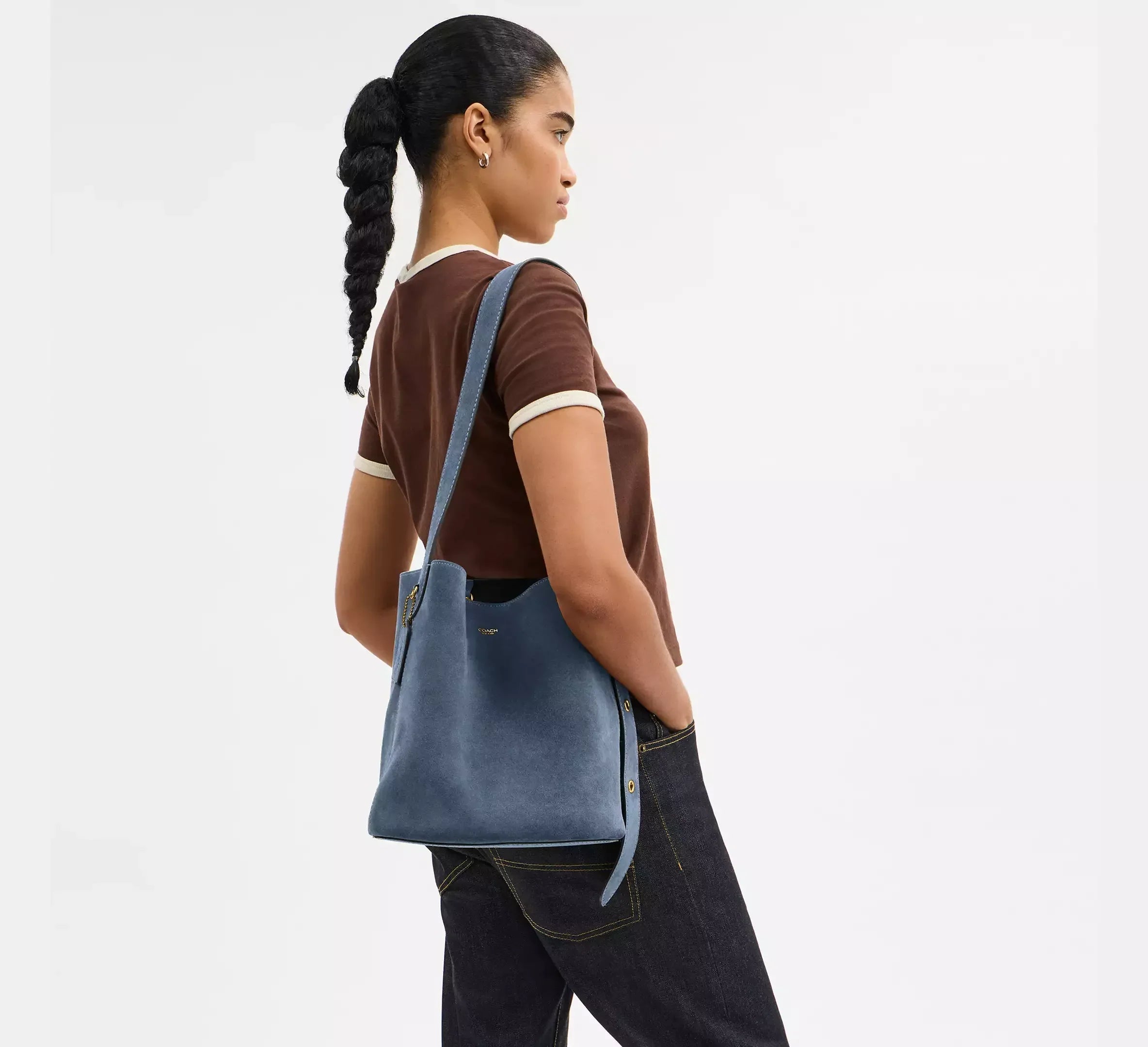 Coach Bleecker Bucket Bag – Brass/Light Denim - Sneaker Türkiye