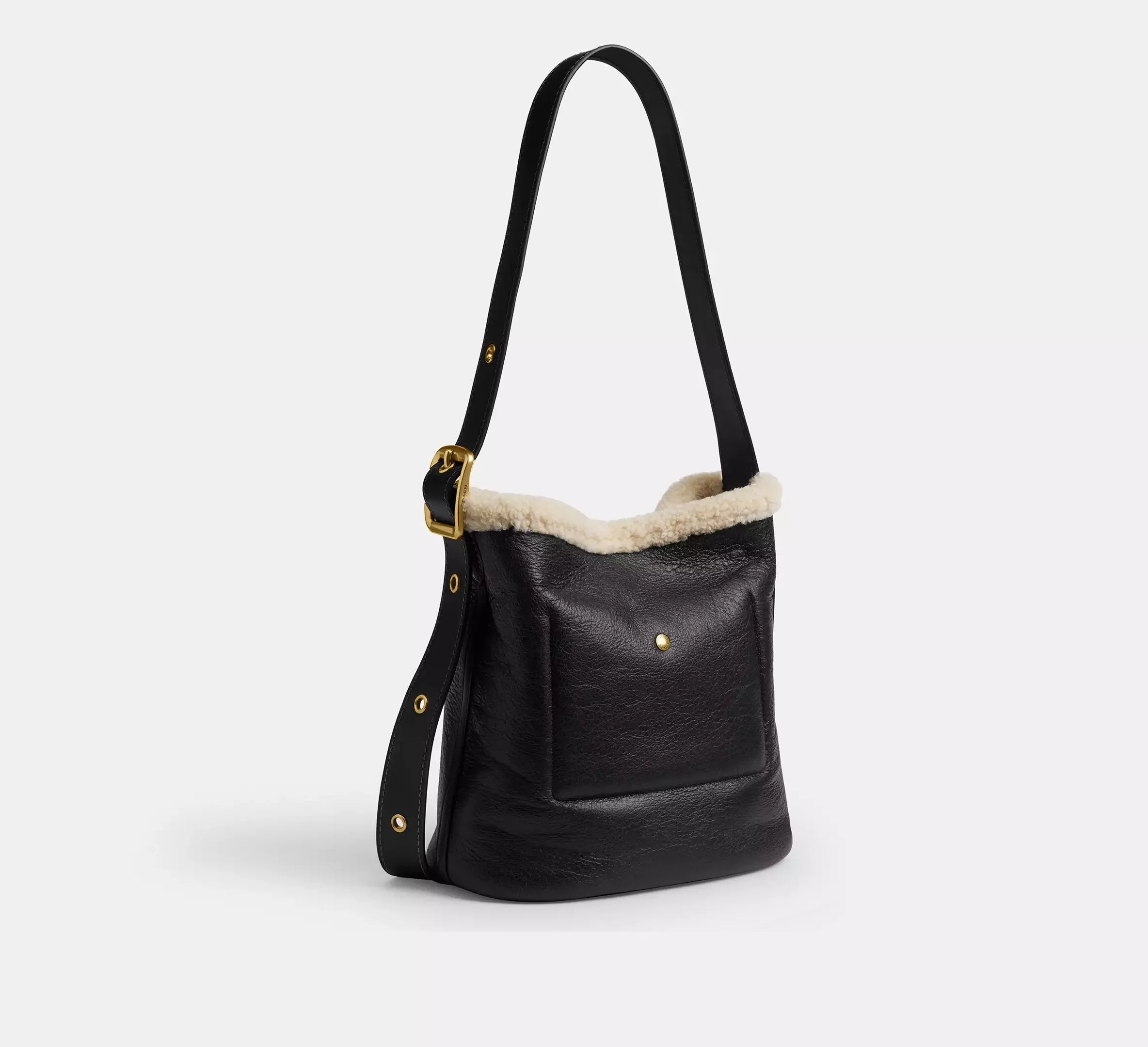 Coach Bleecker Bucket Bag In Shearling – Shearling/Brass/Black Natural - Sneaker Türkiye