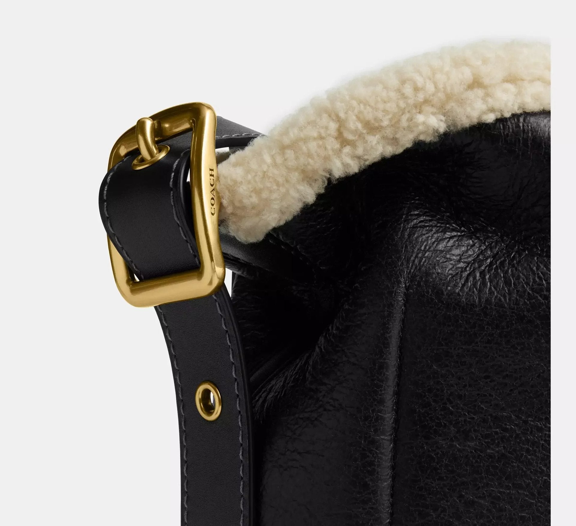Coach Bleecker Bucket Bag In Shearling – Shearling/Brass/Black Natural - Sneaker Türkiye