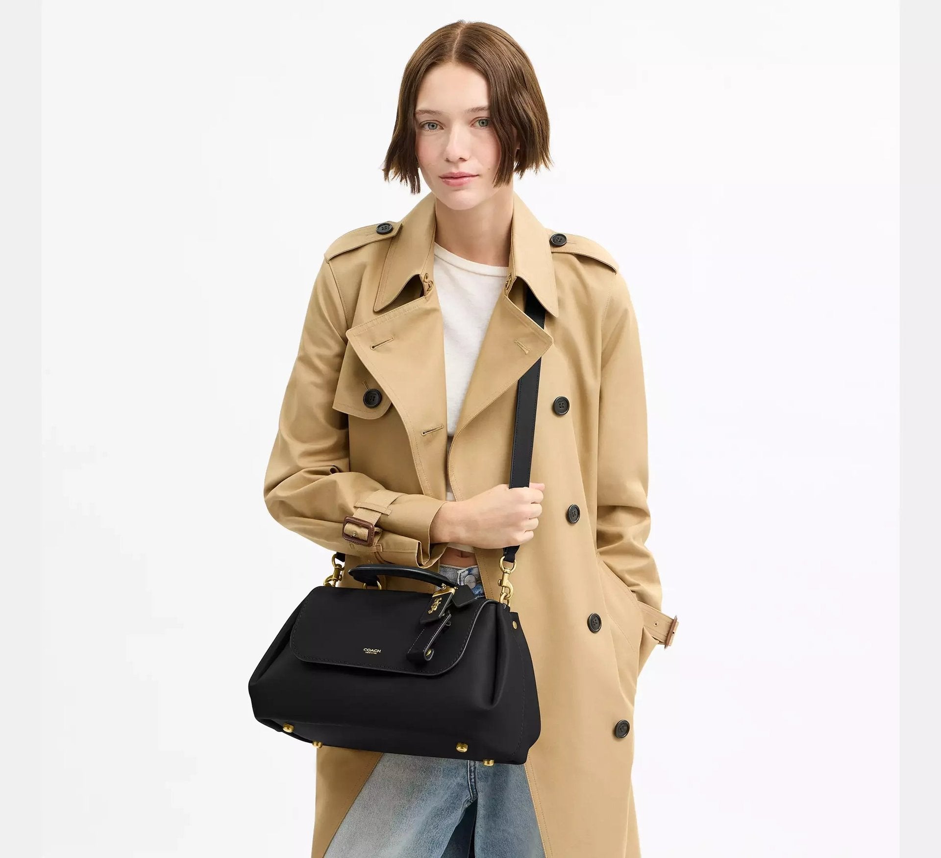 Coach Slouchy Rogue Top Handle Bag SEZON – Brass/Black - Sneaker Türkiye