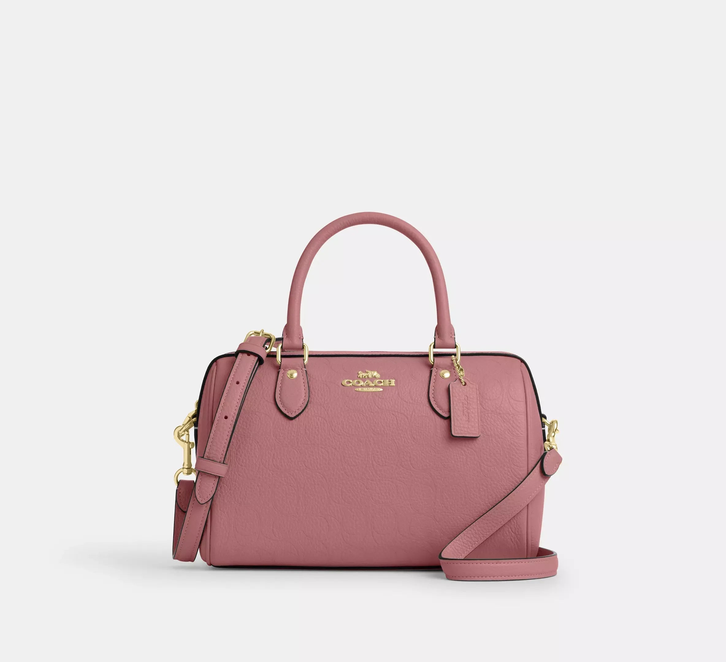 Coach Rowan Satchel Bag In Signature Leather – Gold/Peony - Sneaker Türkiye