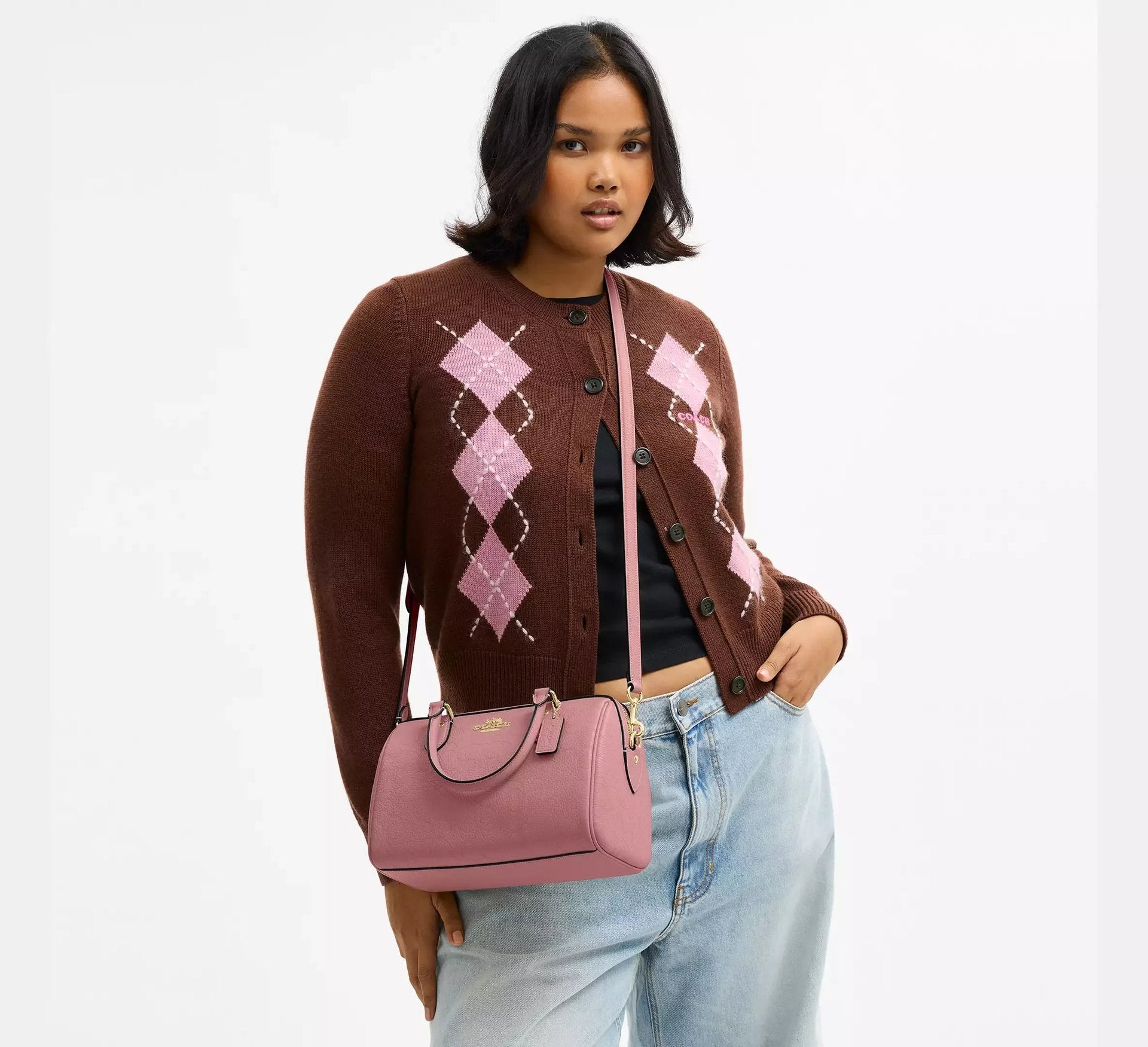 Coach Rowan Satchel Bag In Signature Leather – Gold/Peony - Sneaker Türkiye