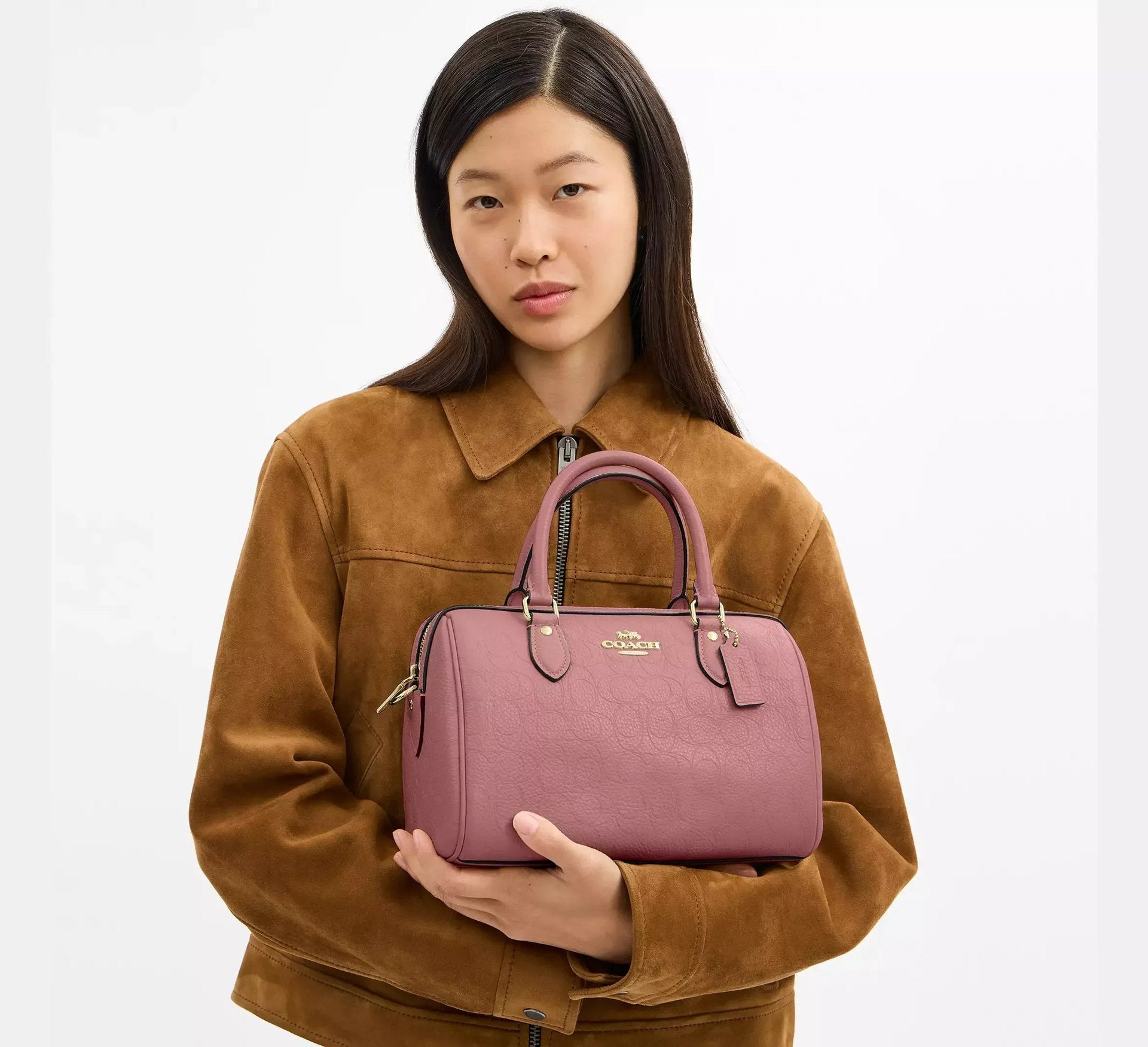 Coach Rowan Satchel Bag In Signature Leather – Gold/Peony - Sneaker Türkiye