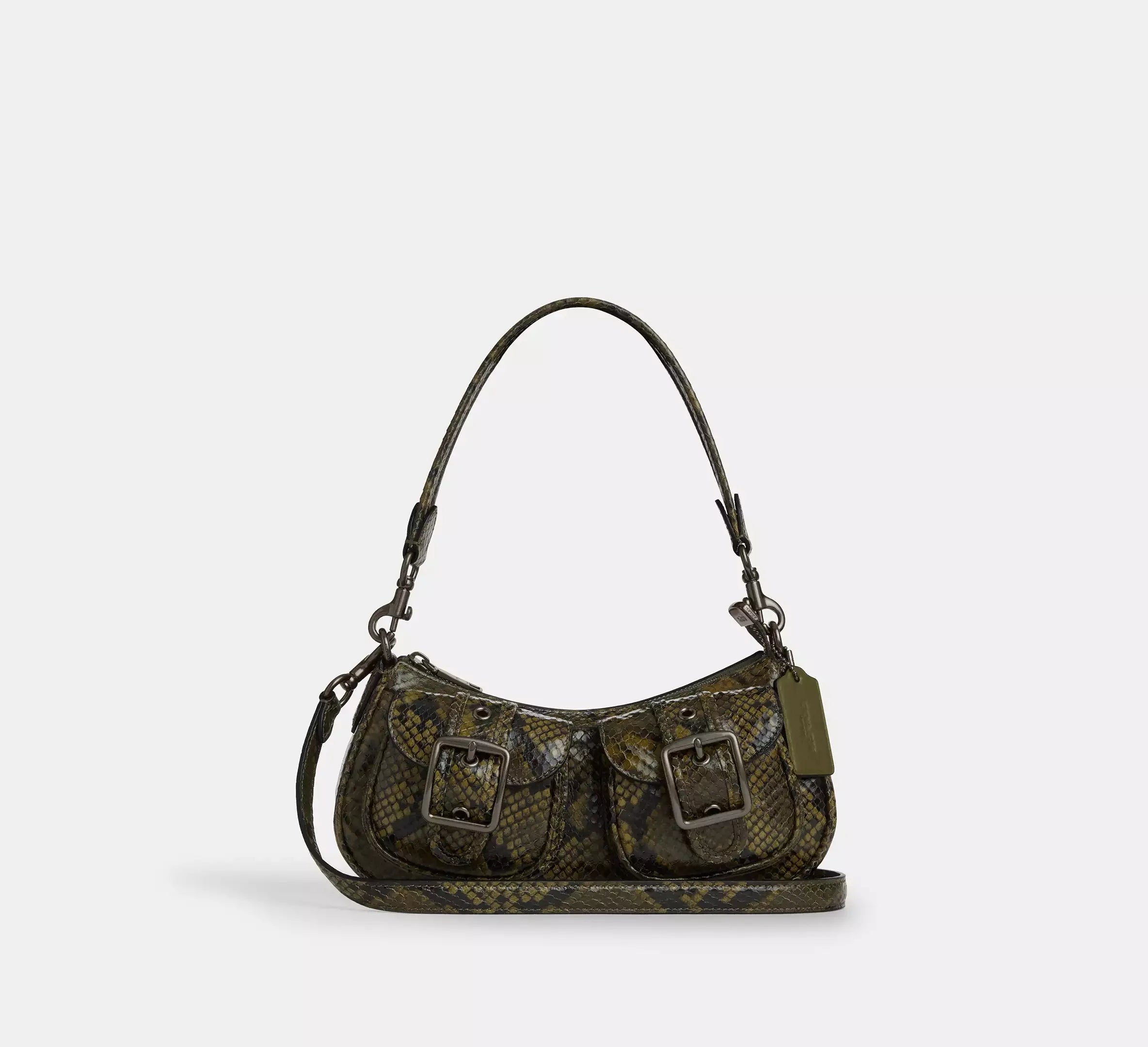 Coach Ashton Bag With Snake Print – Gunmetal/Olive Multi - Sneaker Türkiye