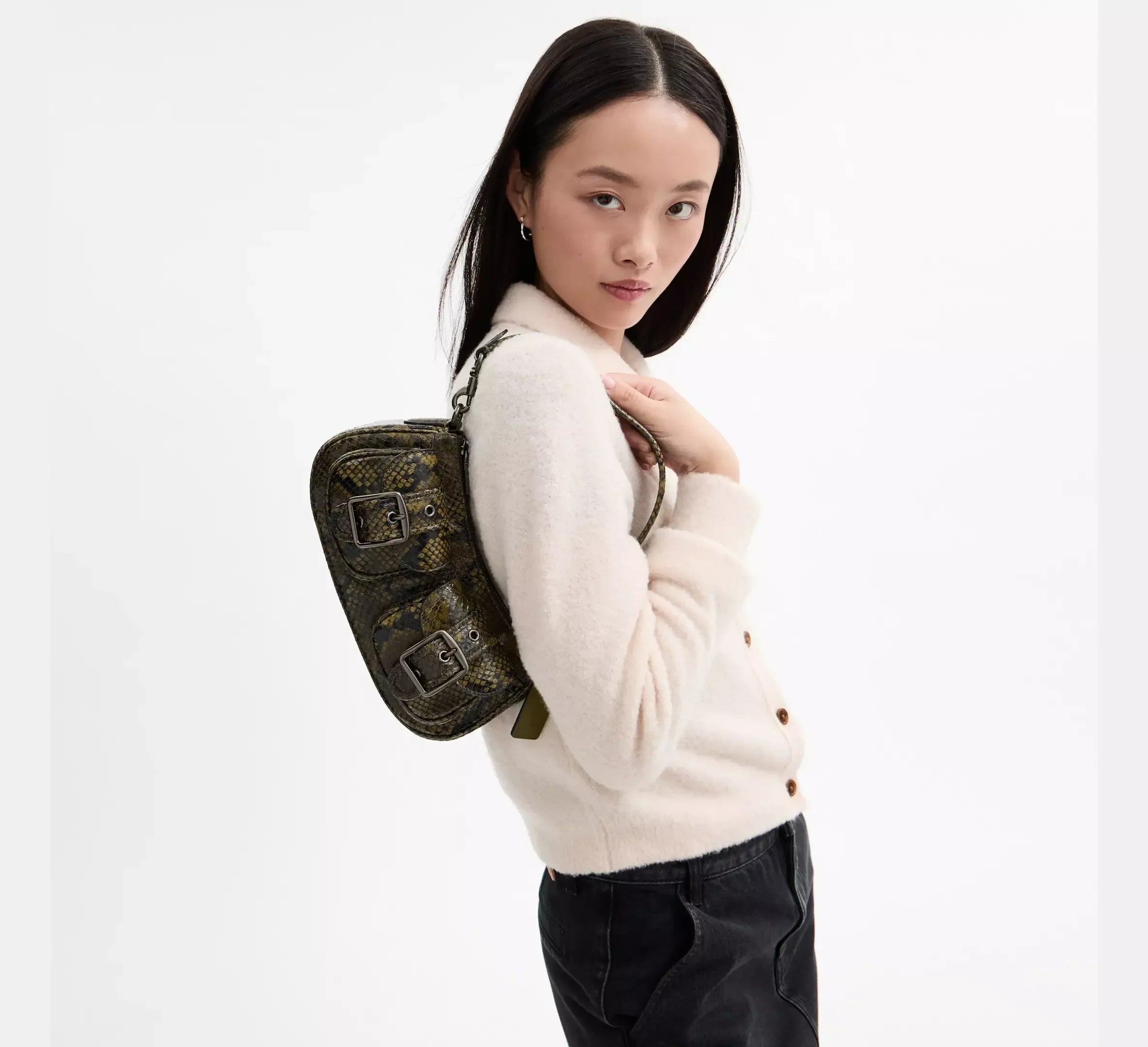 Coach Ashton Bag With Snake Print – Gunmetal/Olive Multi - Sneaker Türkiye