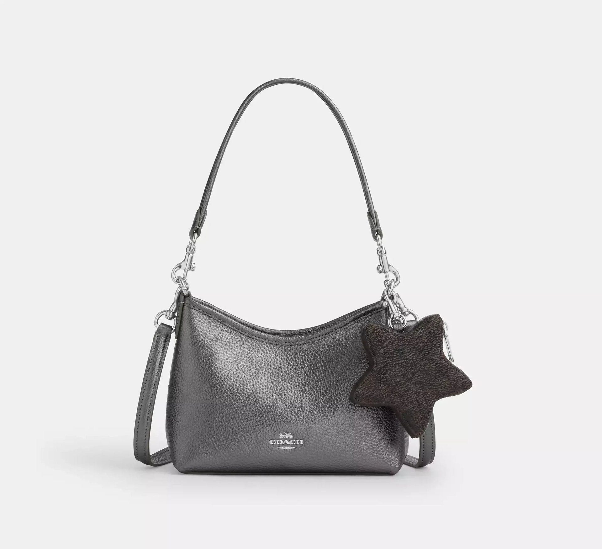 Coach Laurel Small Shoulder Bag With Star Charm – Silver/Metallic Graphite/Walnut - Sneaker Türkiye