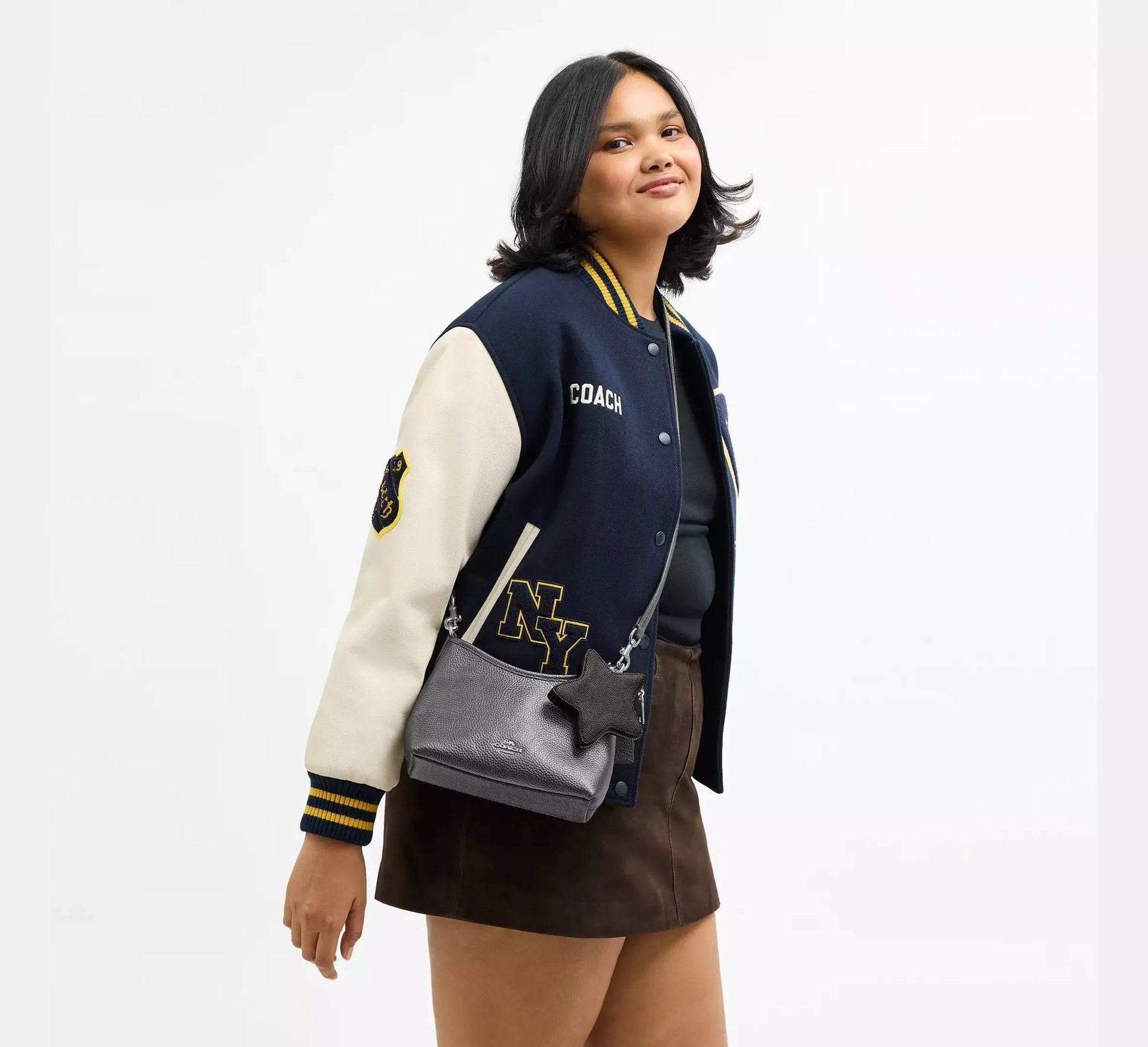 Coach Laurel Small Shoulder Bag With Star Charm – Silver/Metallic Graphite/Walnut - Sneaker Türkiye