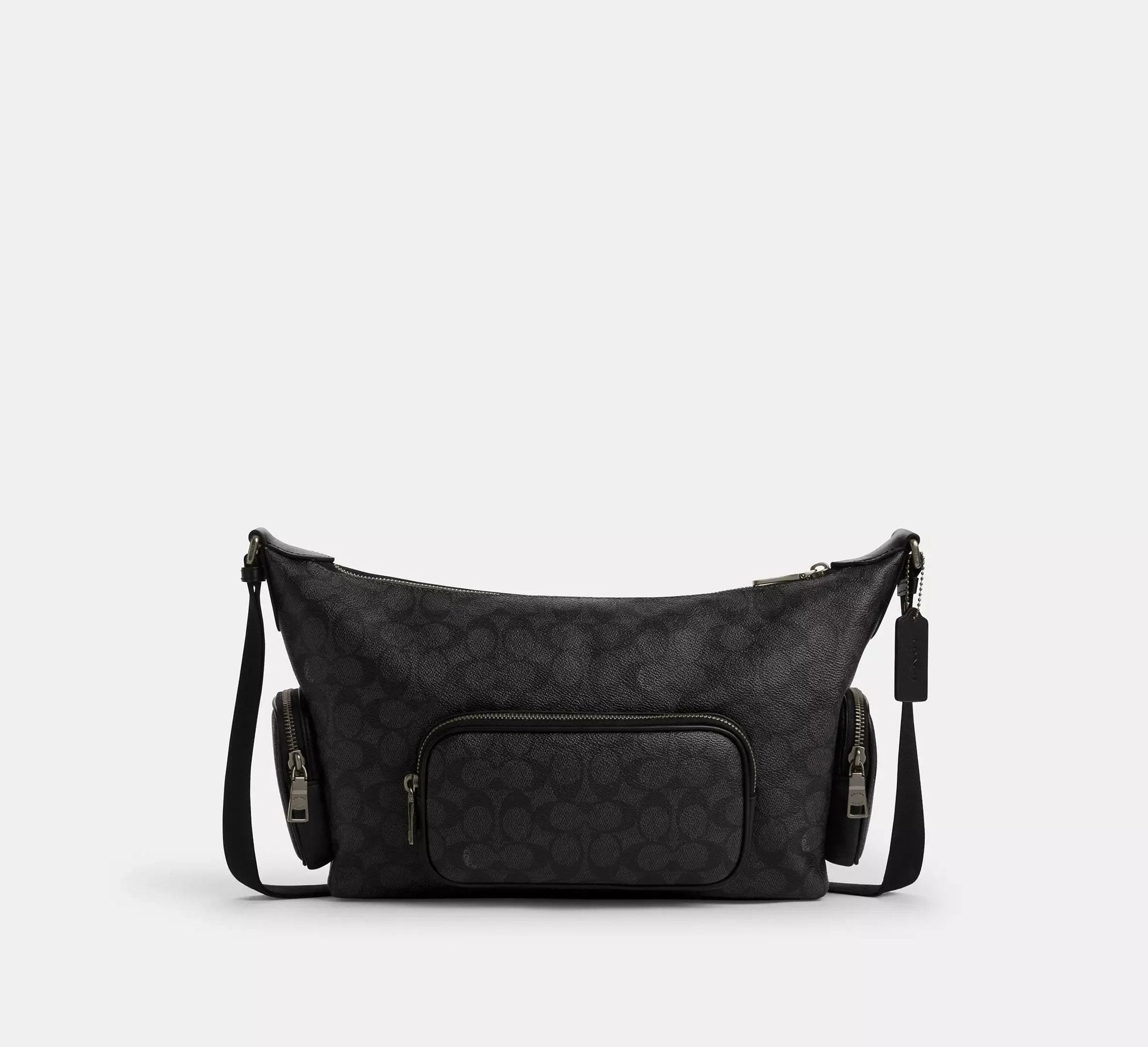 Coach Finn Crossbody Bag With Pockets In Signature – Gunmetal/Charcoal/Black - Sneaker Türkiye