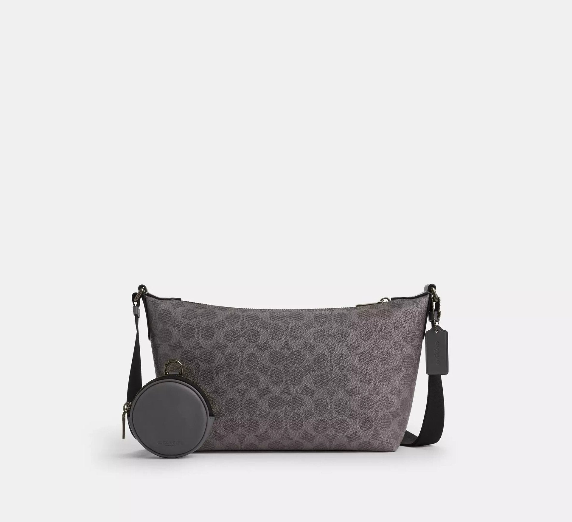 Coach Small Finn Crossbody Bag With Pouch In Signature – Gunmetal/Grey/Charcoal - Sneaker Türkiye