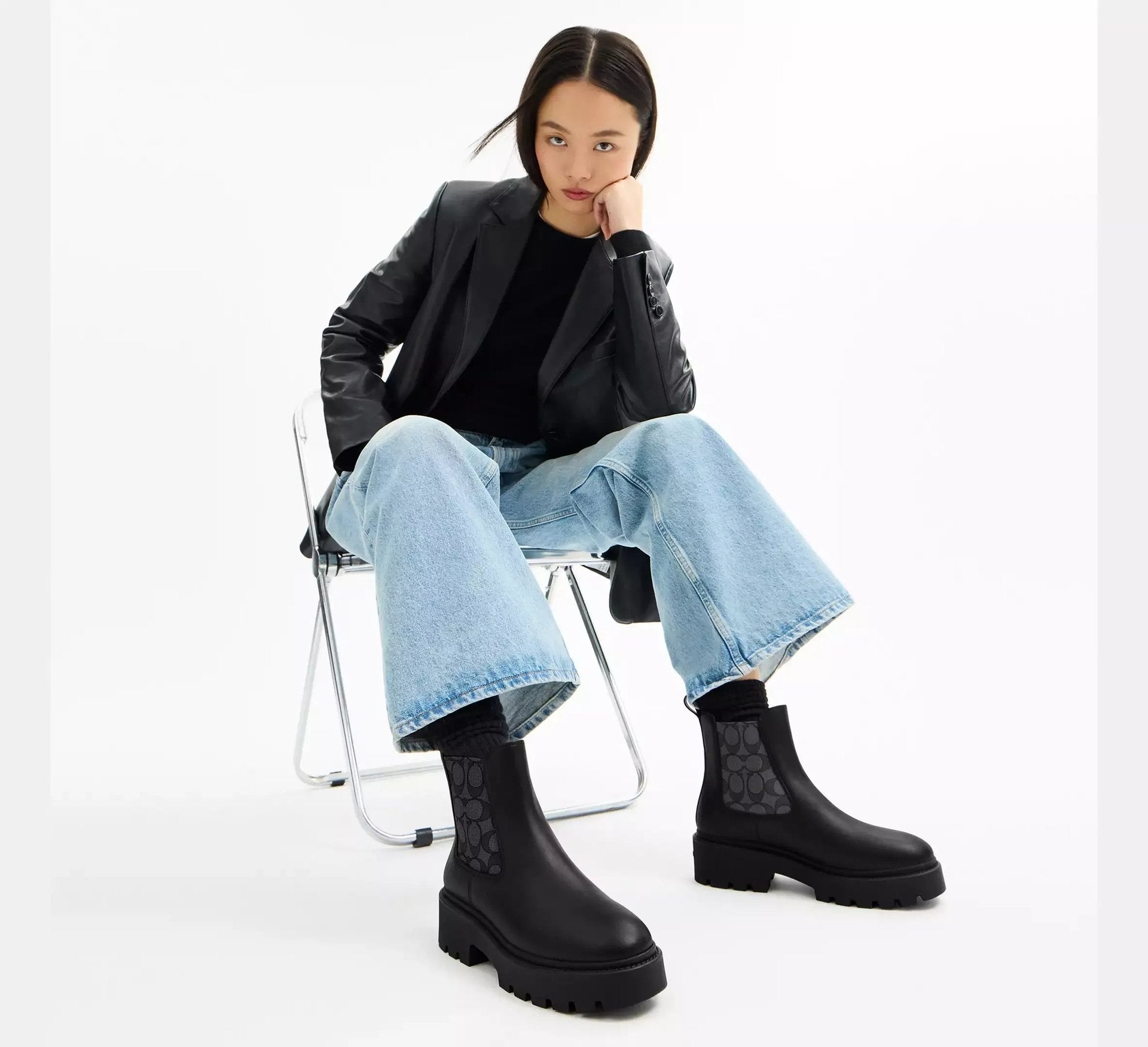 Coach Lucy Chelsea Boot With Signature Polyester – Black - Sneaker Türkiye