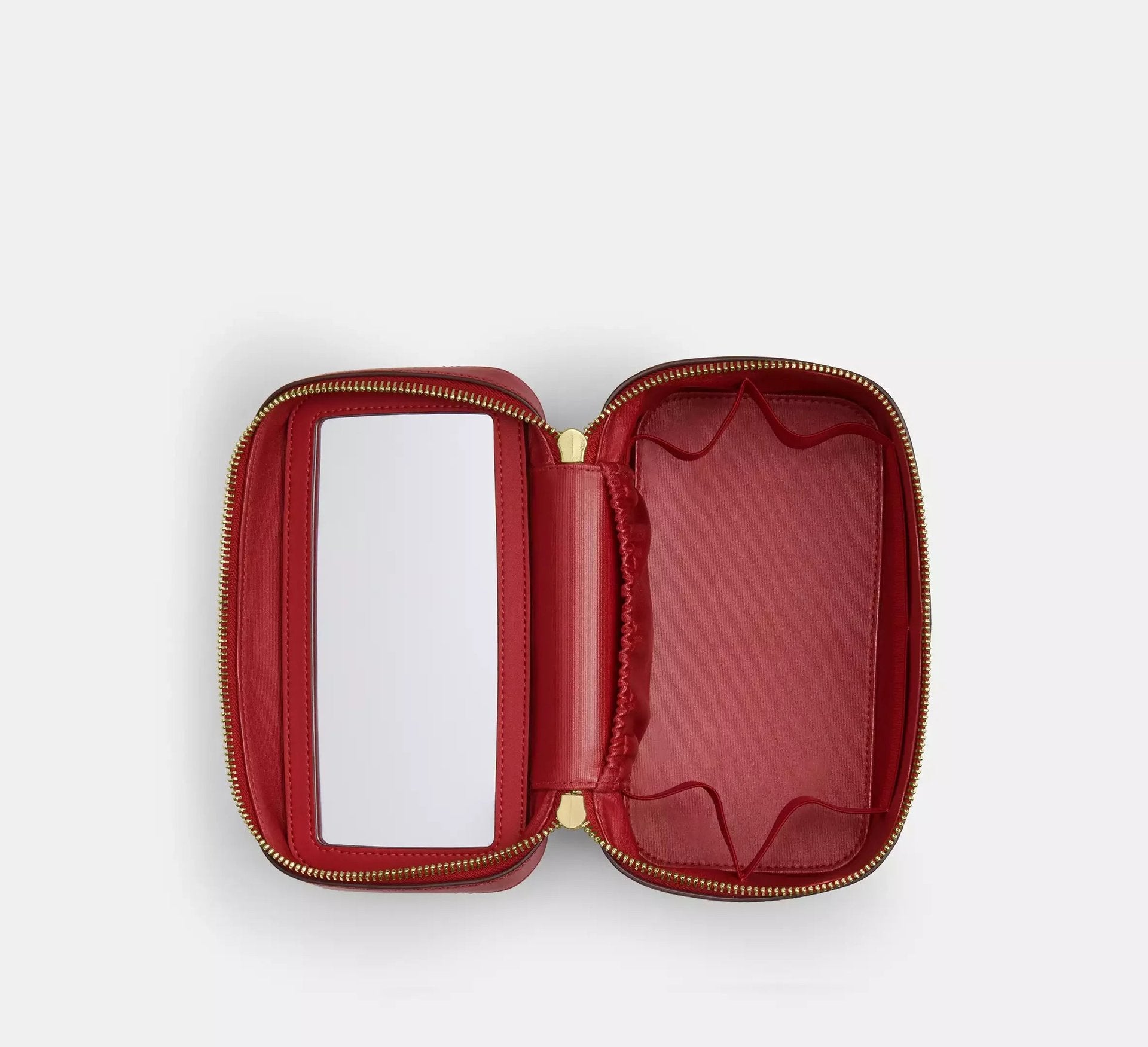 Coach Cosmetic Case In Signature With Floral Print – Gold/Walnut/True Red - Sneaker Türkiye