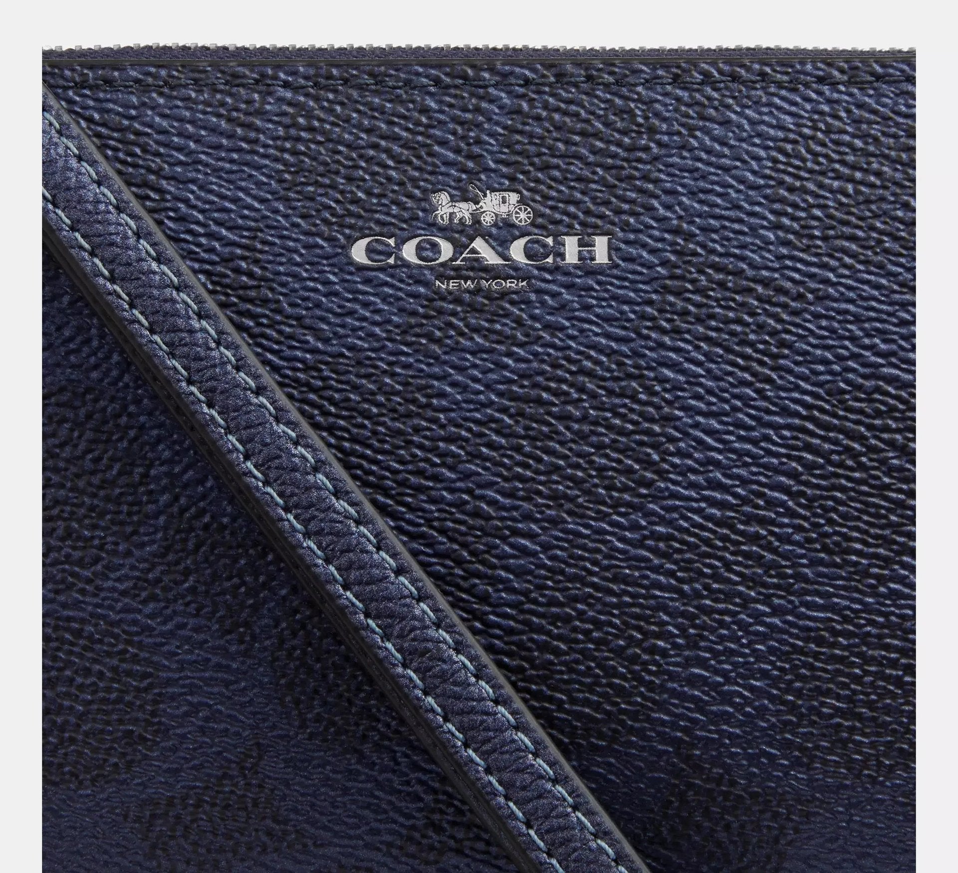 Coach Corner Zip Wristlet In Signature – Silver/Blue/Navy - Sneaker Türkiye