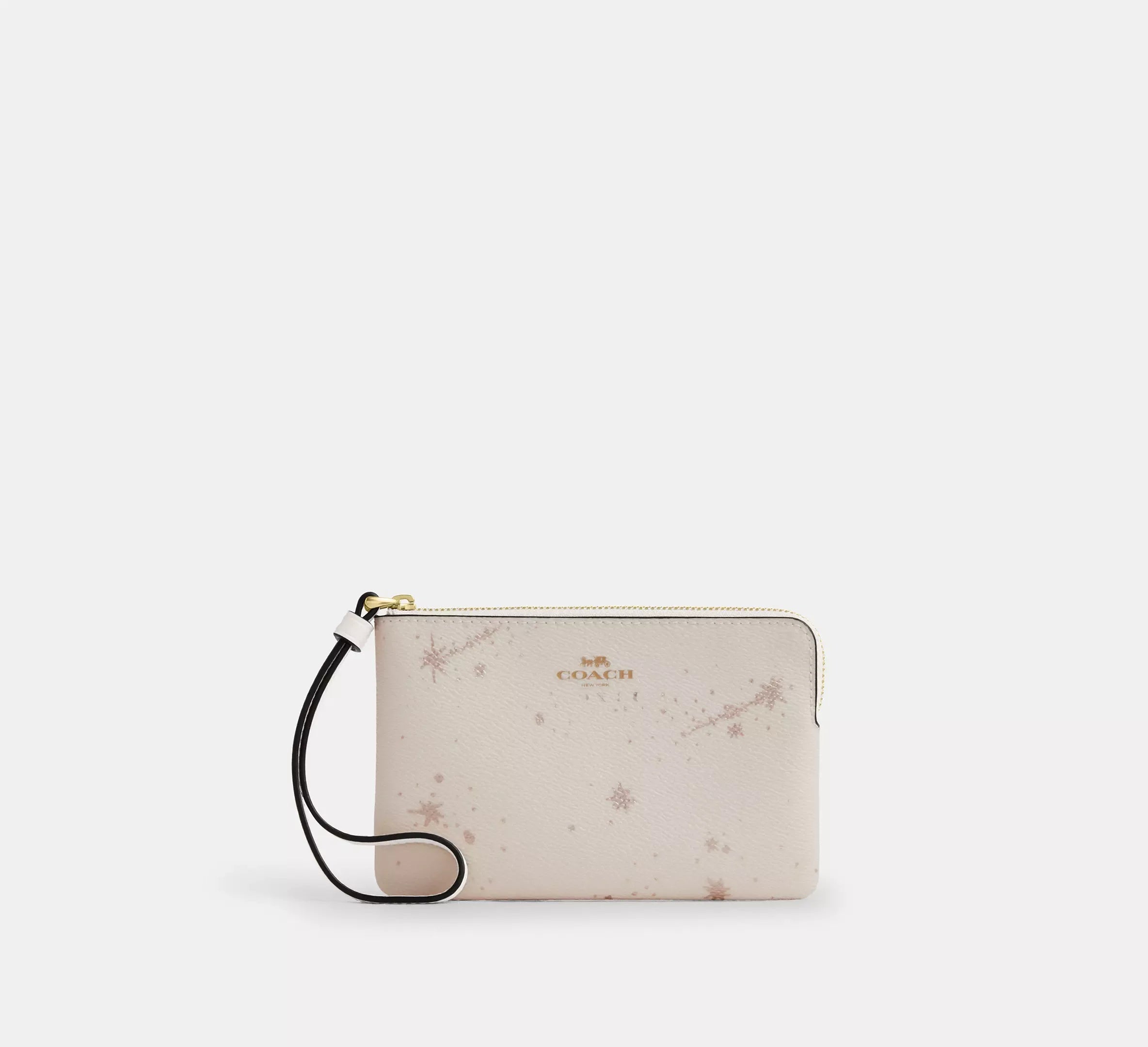 Coach Corner Zip Wristlet With Star Print – Gold/Chalk Multi - Sneaker Türkiye