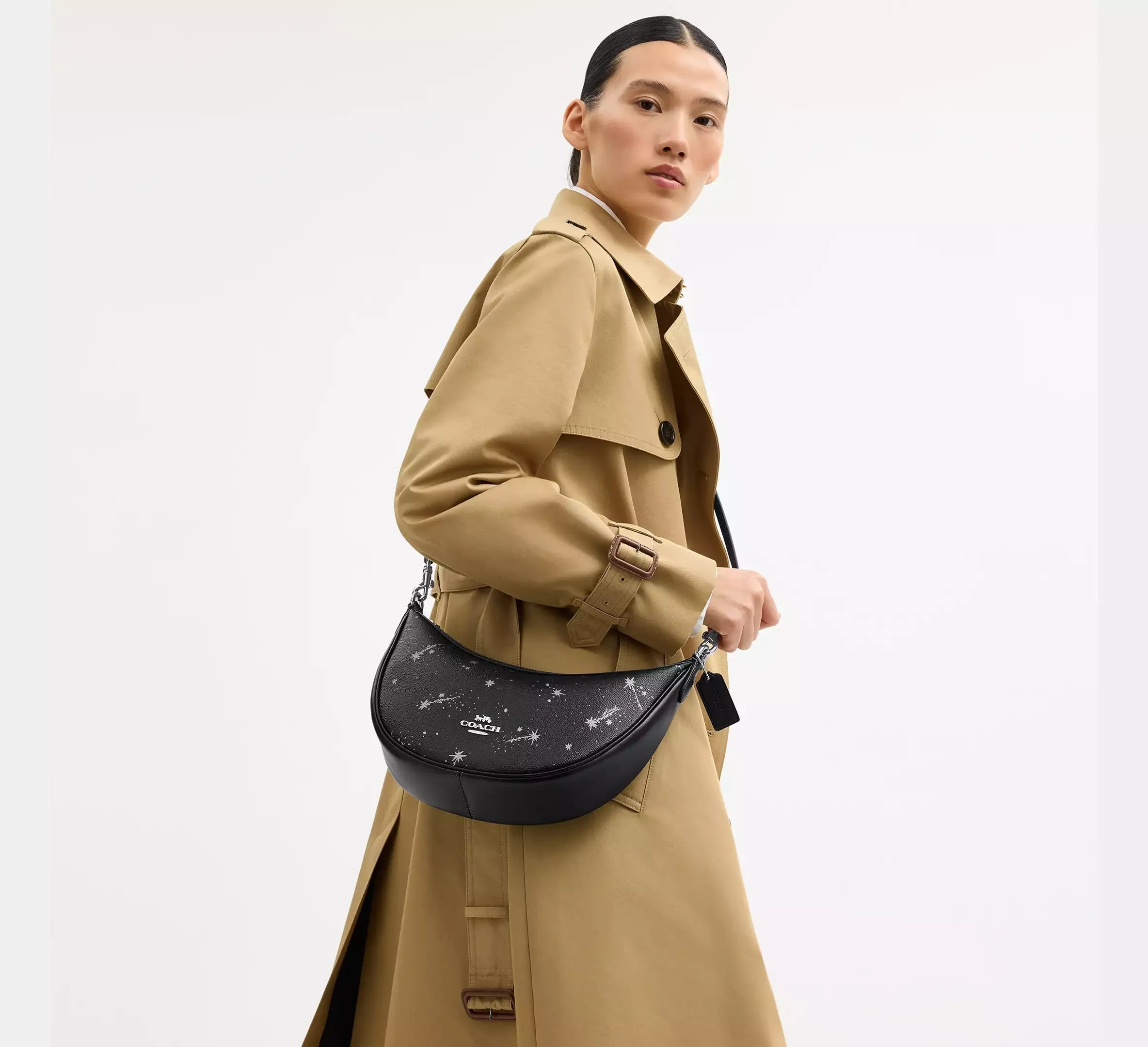 Coach Aria Shoulder Bag With Star Print – Silver/Black Multi - Sneaker Türkiye