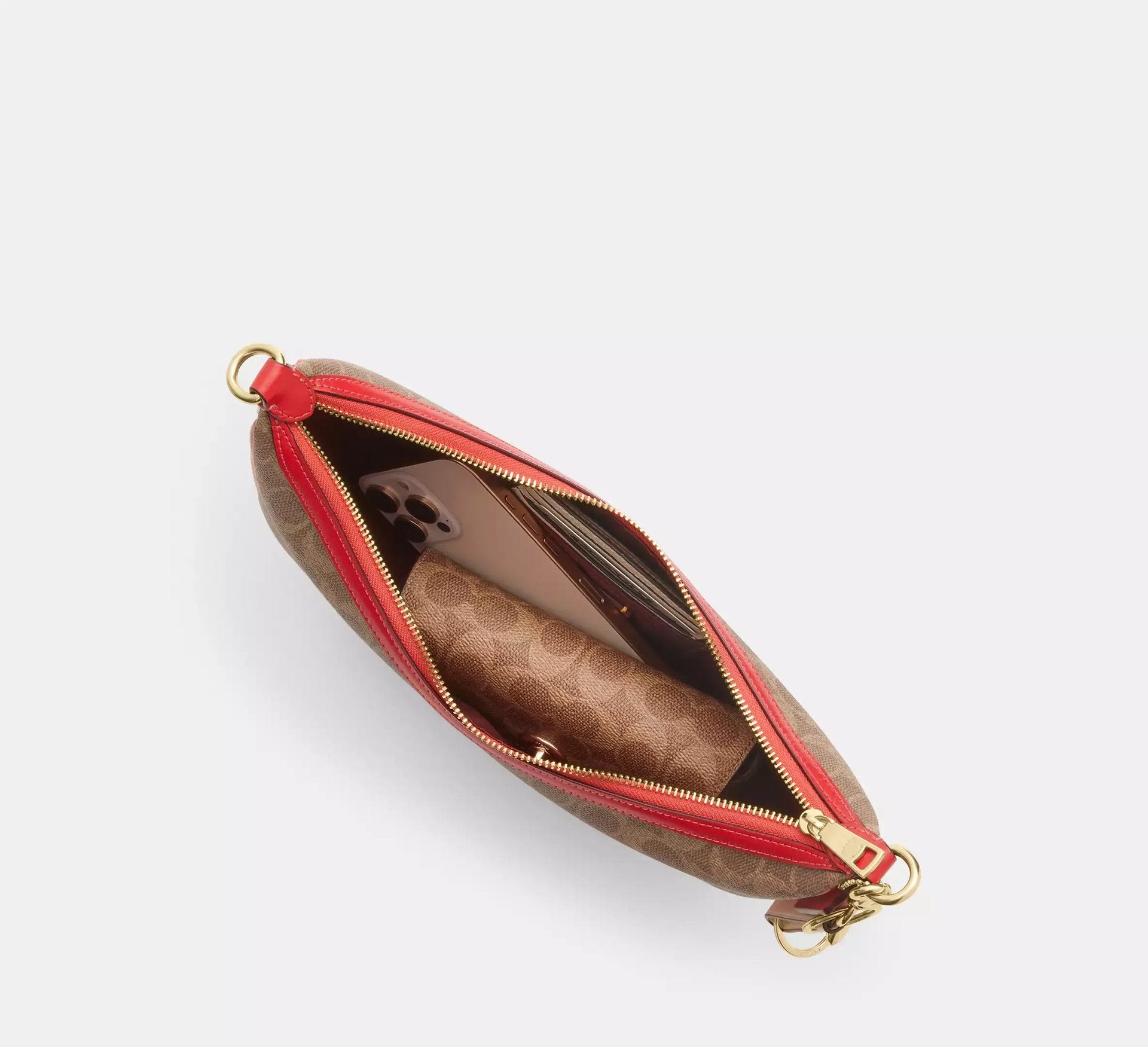 Coach Aria Shoulder Bag In Signature – Gold/Tan/Carnation - Sneaker Türkiye