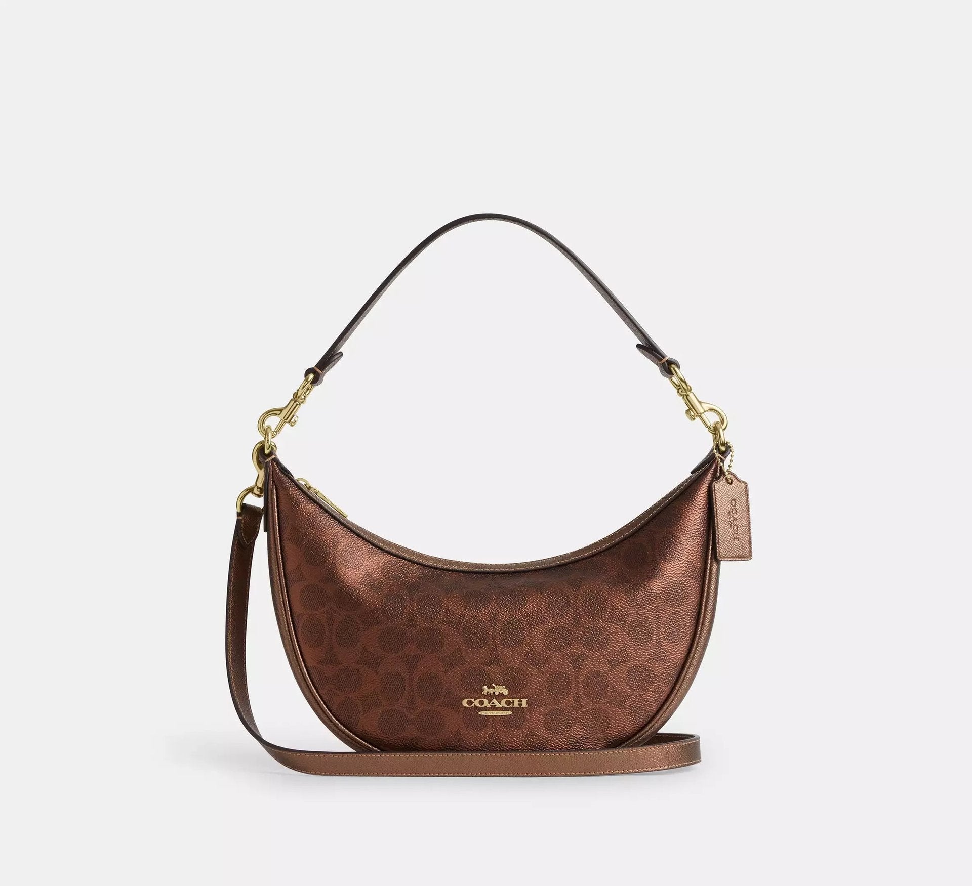 Coach Aria Shoulder Bag In Signature – Gold/Brown/Copper - Sneaker Türkiye