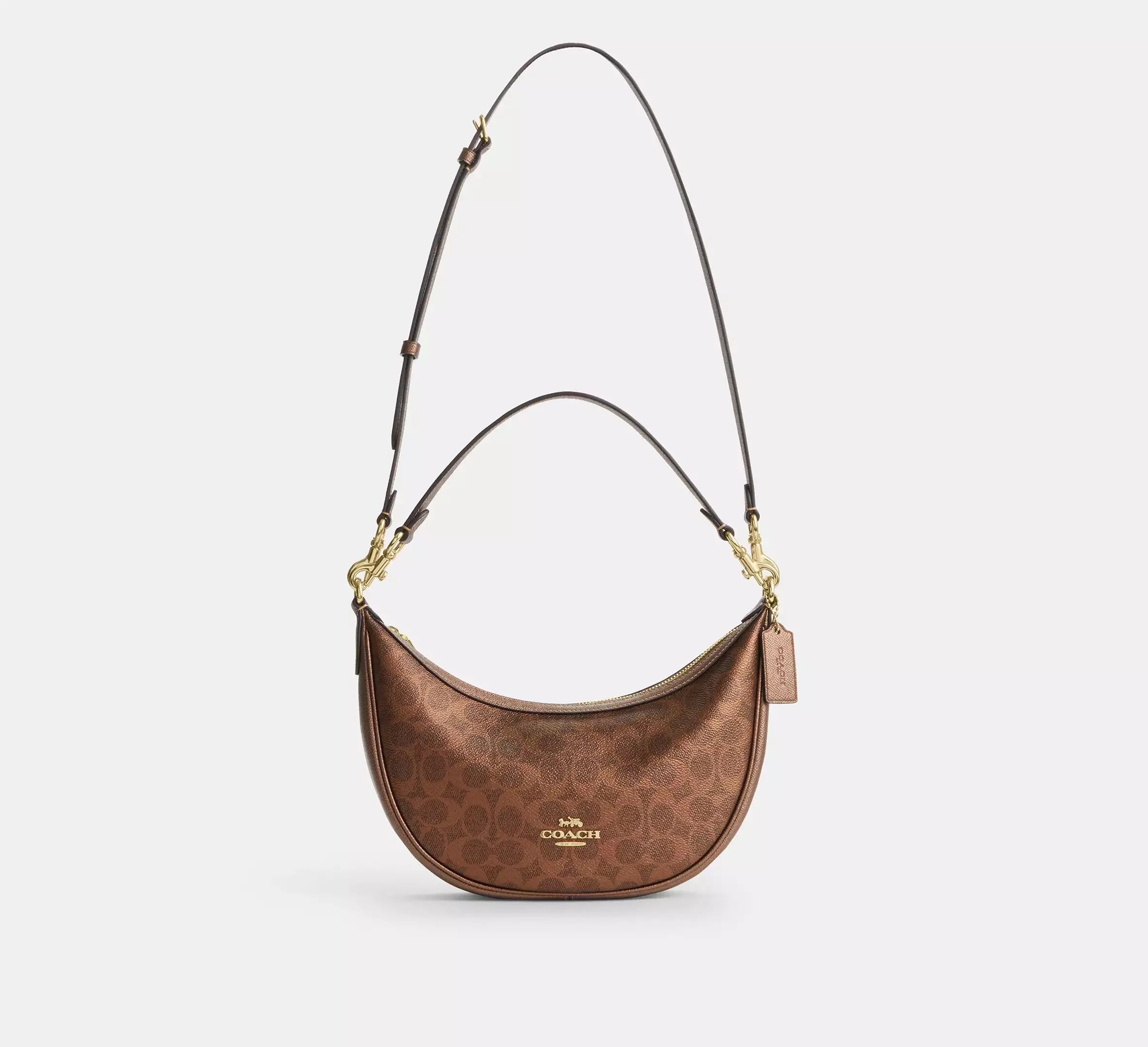 Coach Aria Shoulder Bag In Signature – Gold/Brown/Copper - Sneaker Türkiye