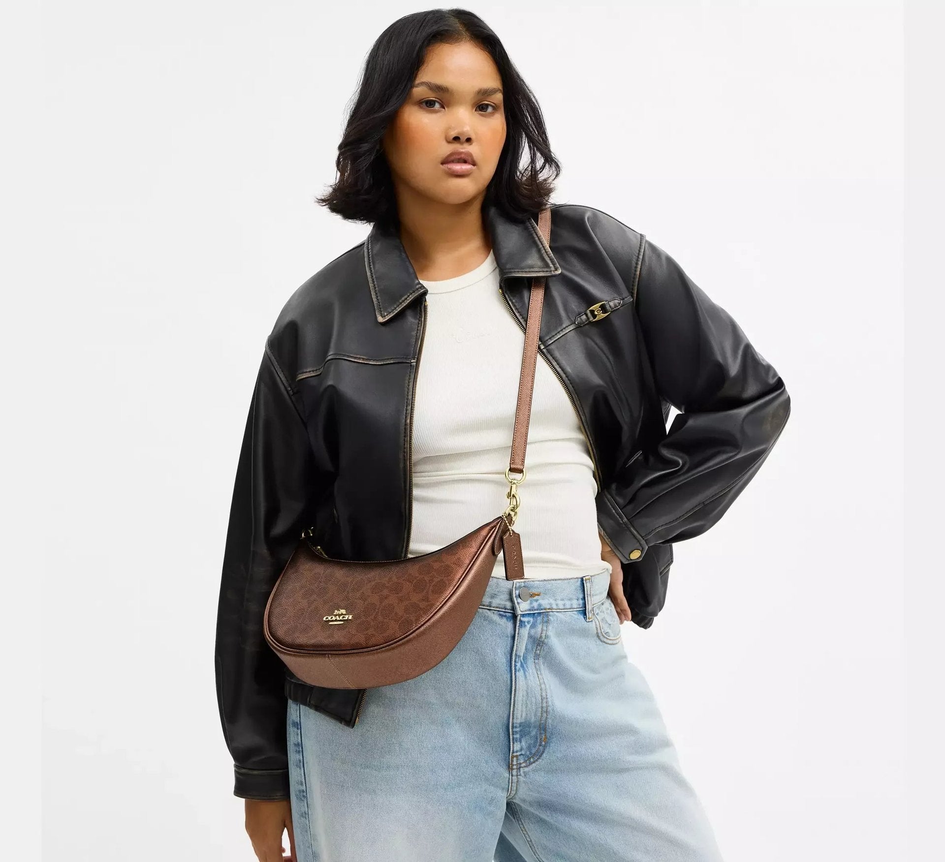Coach Aria Shoulder Bag In Signature – Gold/Brown/Copper - Sneaker Türkiye