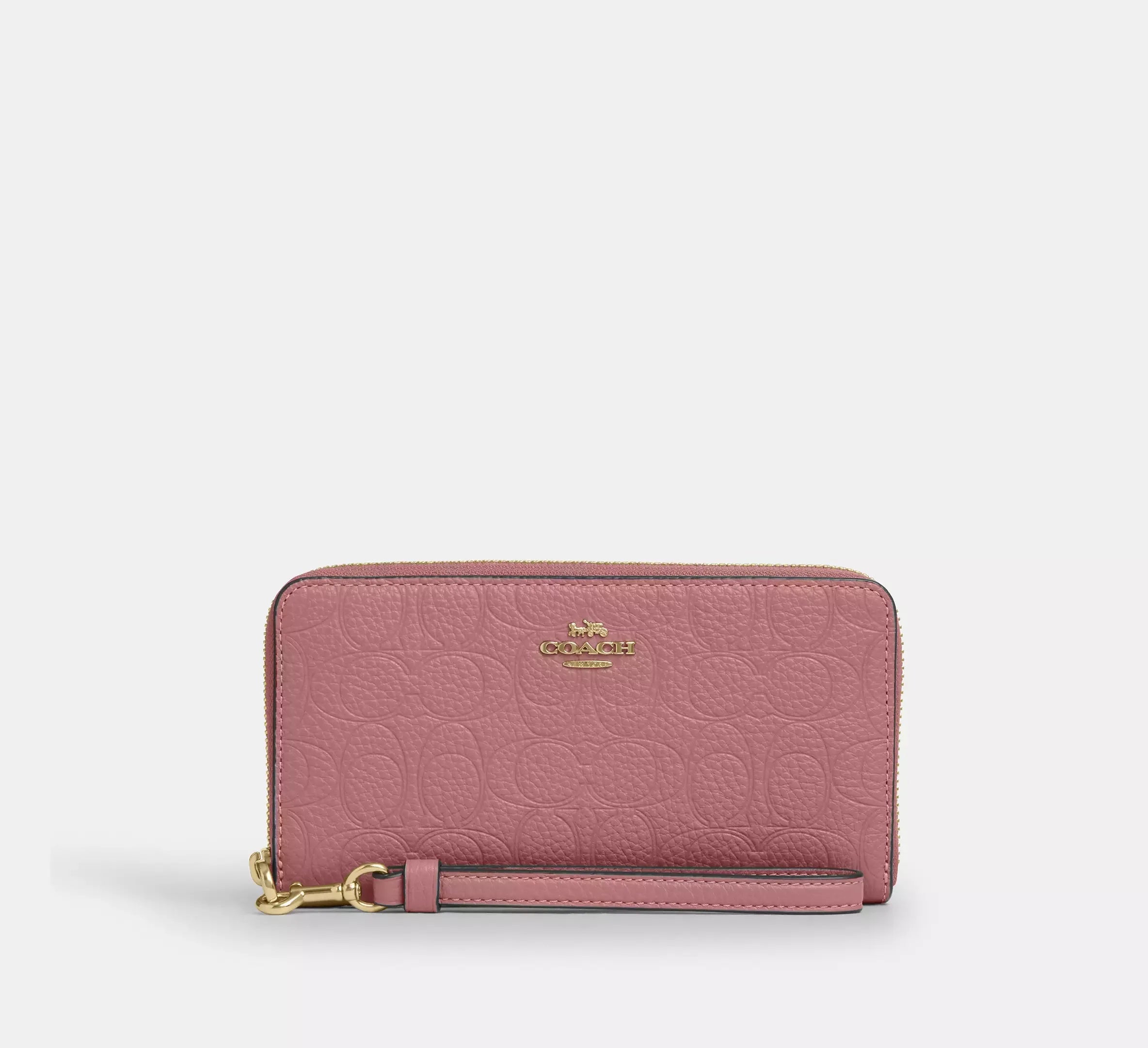 Coach Long Zip Around Wallet In Signature Leather – Gold/Peony - Sneaker Türkiye
