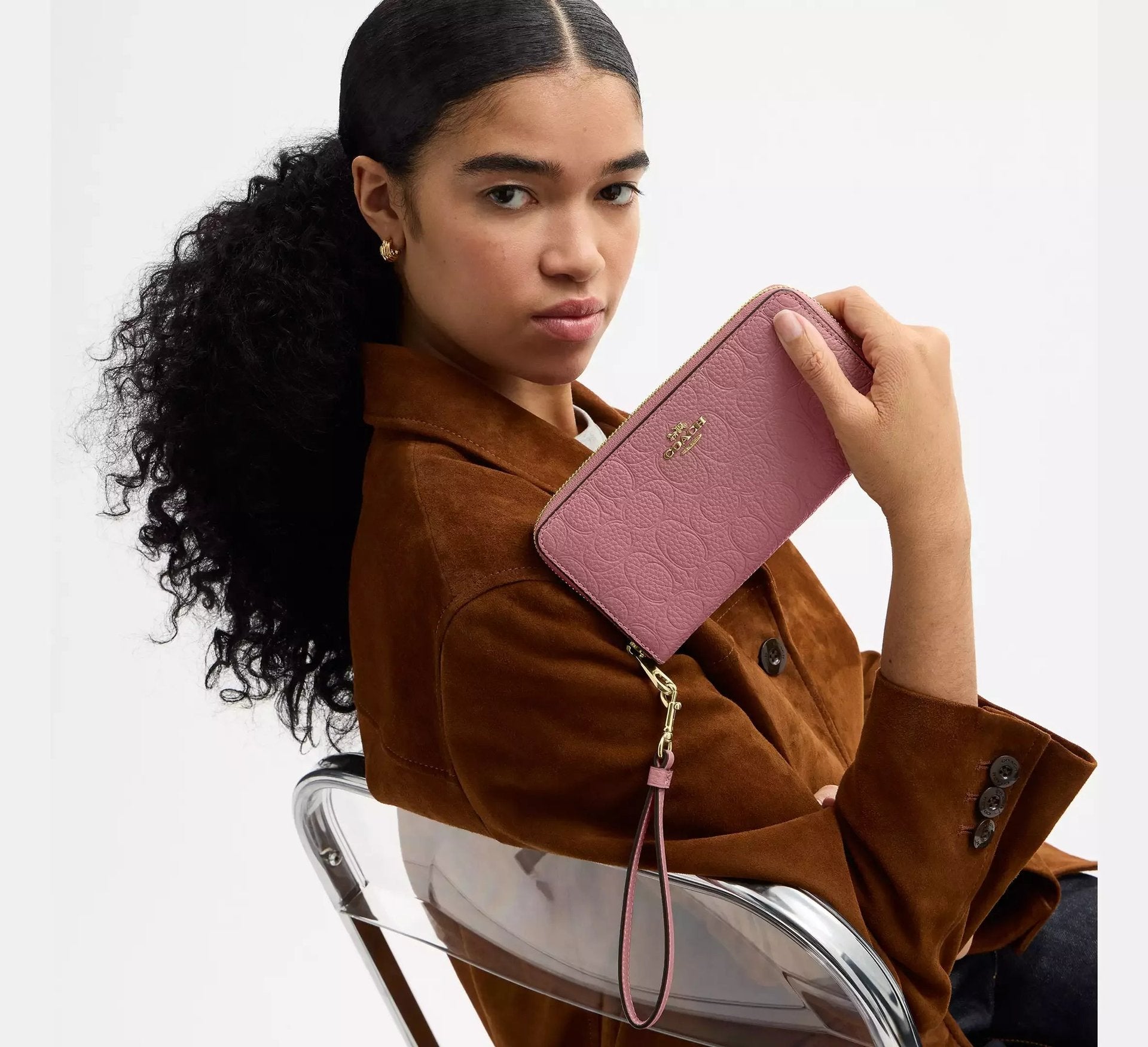 Coach Long Zip Around Wallet In Signature Leather – Gold/Peony - Sneaker Türkiye