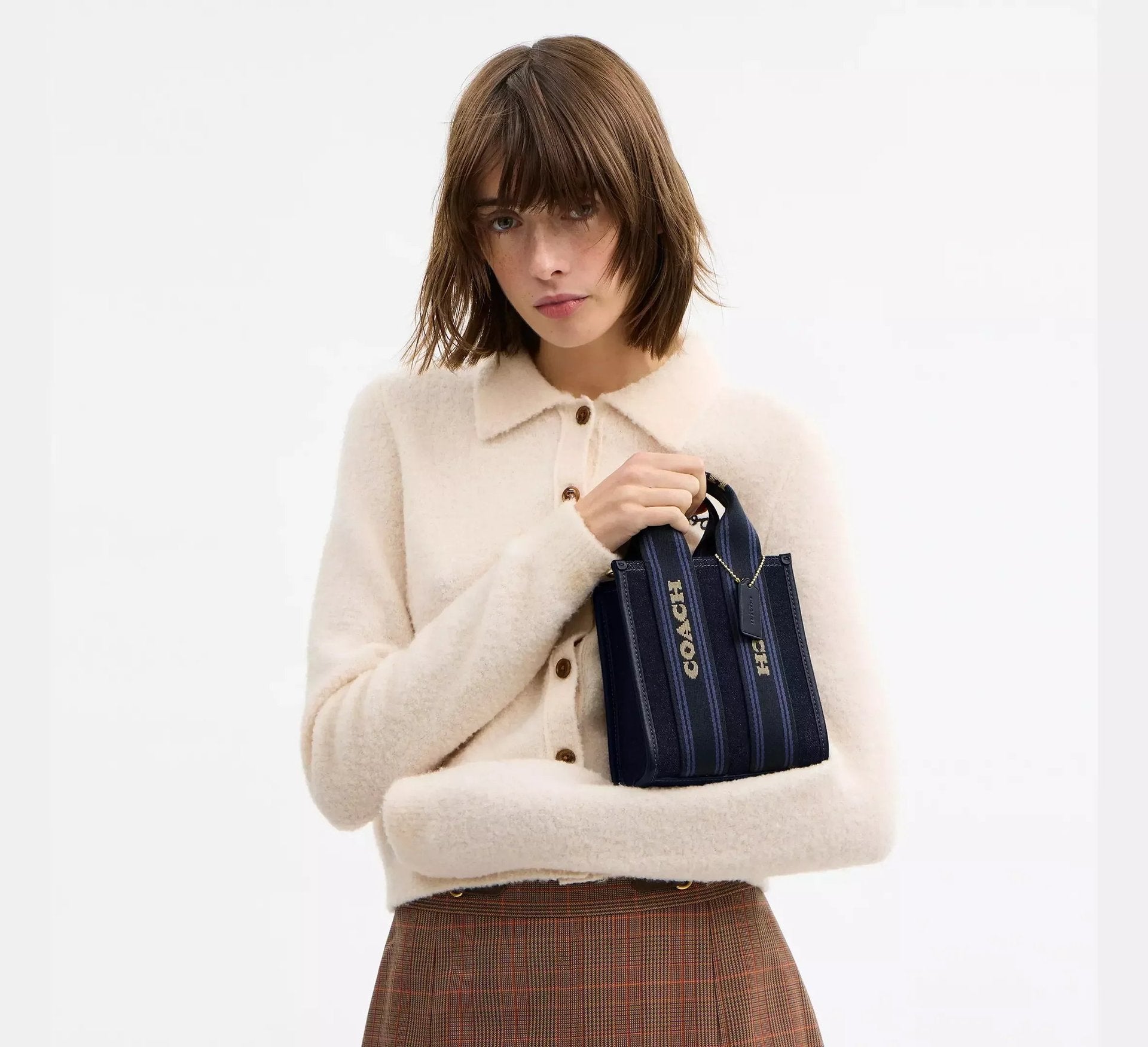 Coach Smith Mini Tote Bag In Regenerative Cotton – Gold/Dark Den Gold Multi - Sneaker Türkiye