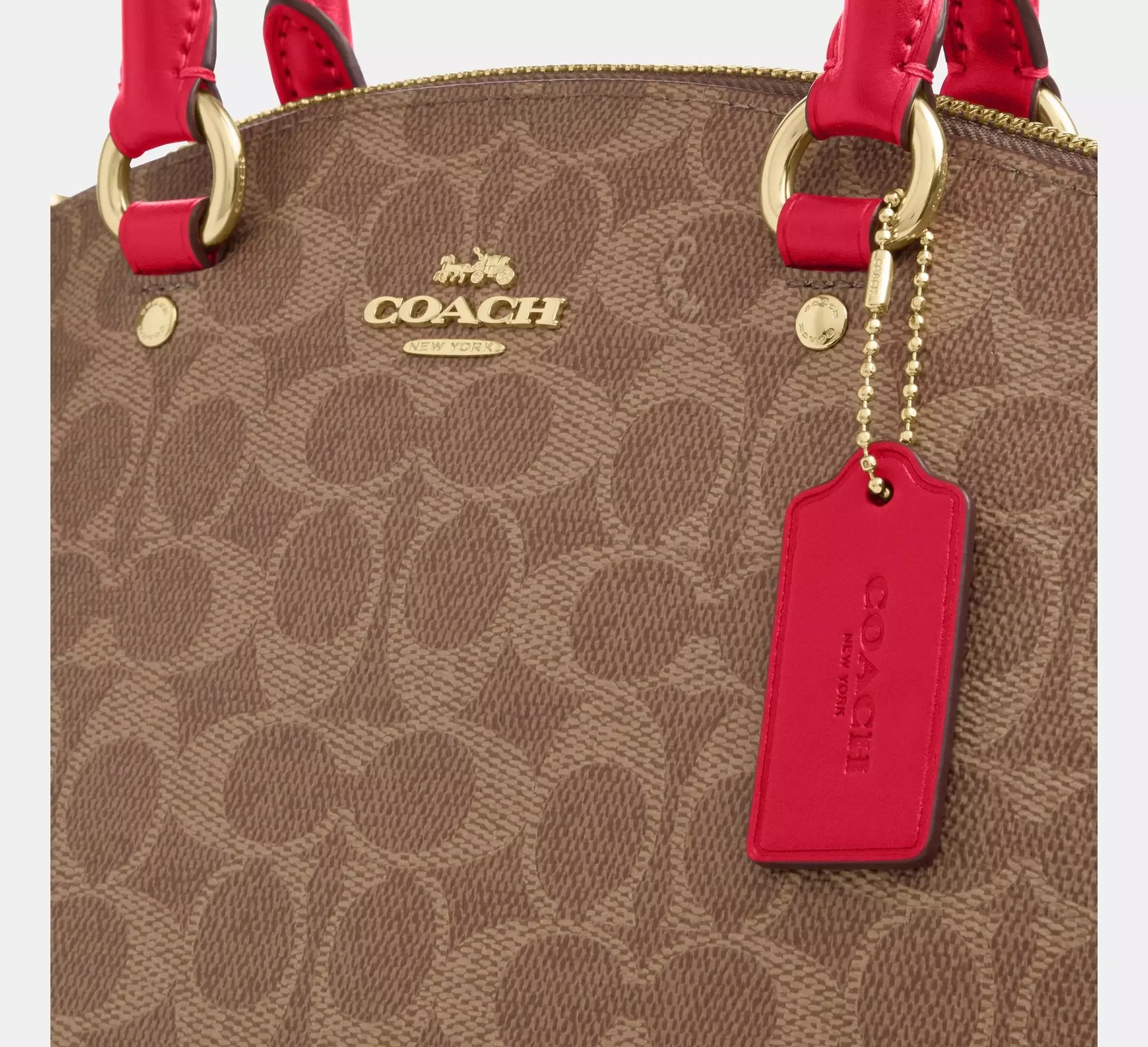 Coach Sadie Satchel Bag In Signature – Im/Tan/Carnation - Sneaker Türkiye