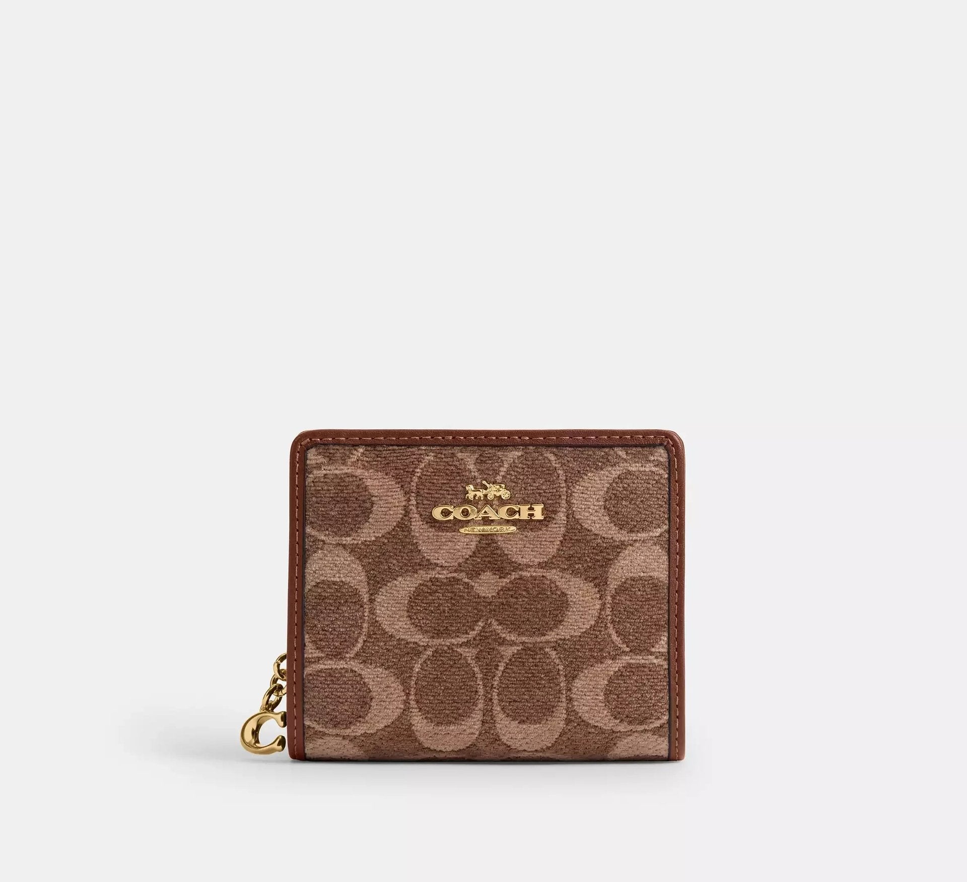Coach Snap Wallet In Signature Chenille – Gold/Light Khaki/Vintage Brown - Sneaker Türkiye