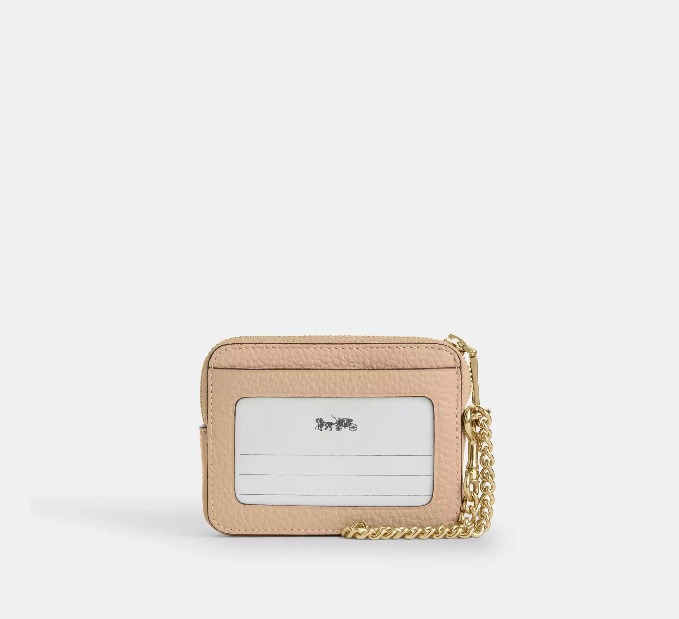 Coach Zip Card Case In Signature Leather – Gold/Oat - Sneaker Türkiye