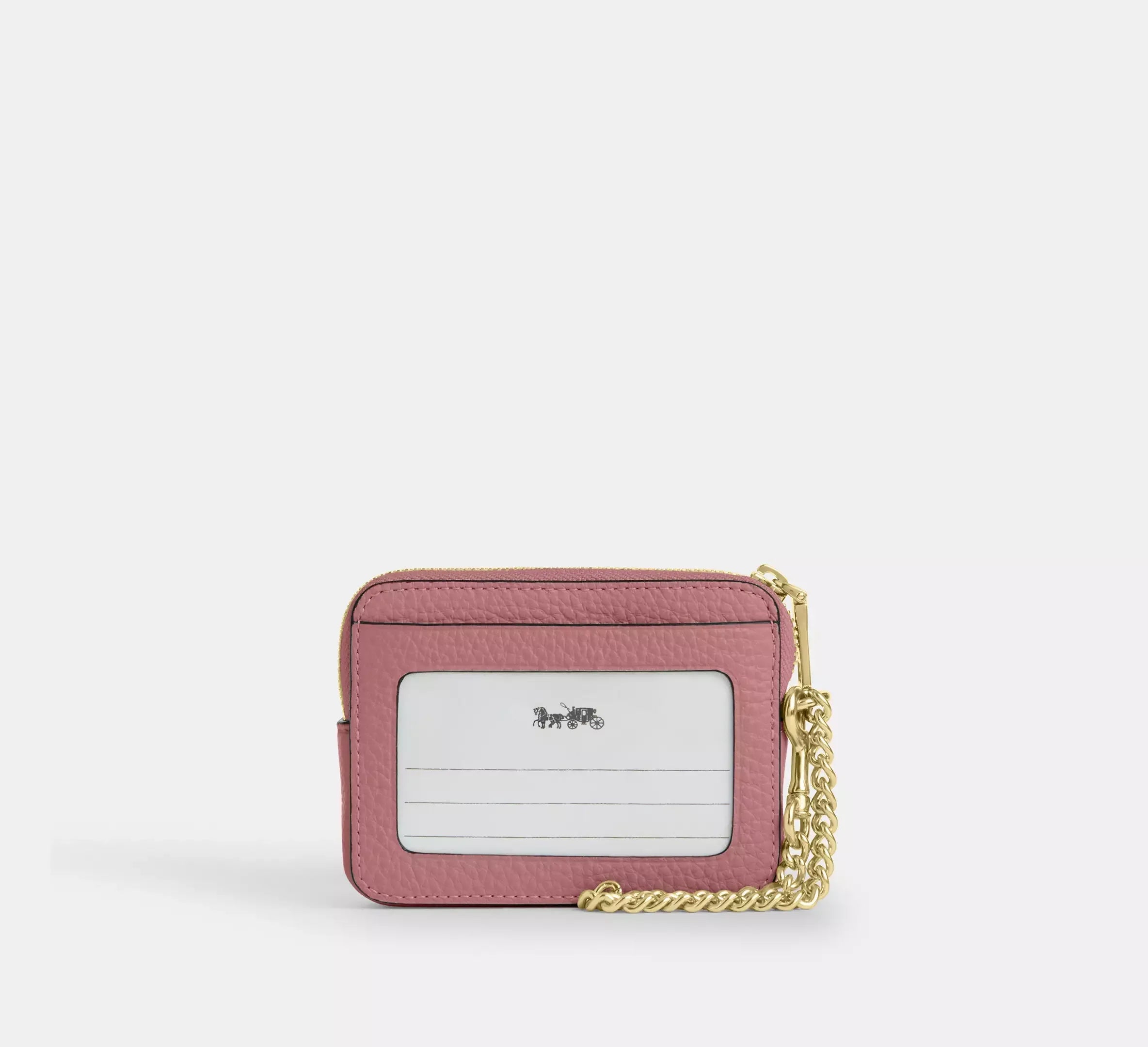 Coach Zip Card Case In Signature Leather – Gold/Peony - Sneaker Türkiye