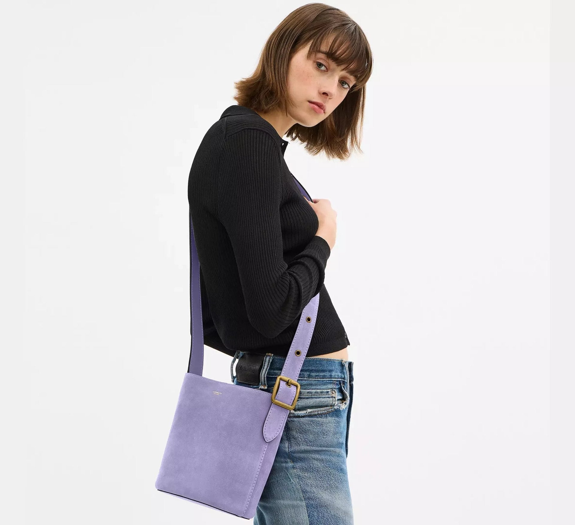 Coach Bleecker Bucket Bag 21 – Suede/Brass/Violet Mist - Sneaker Türkiye