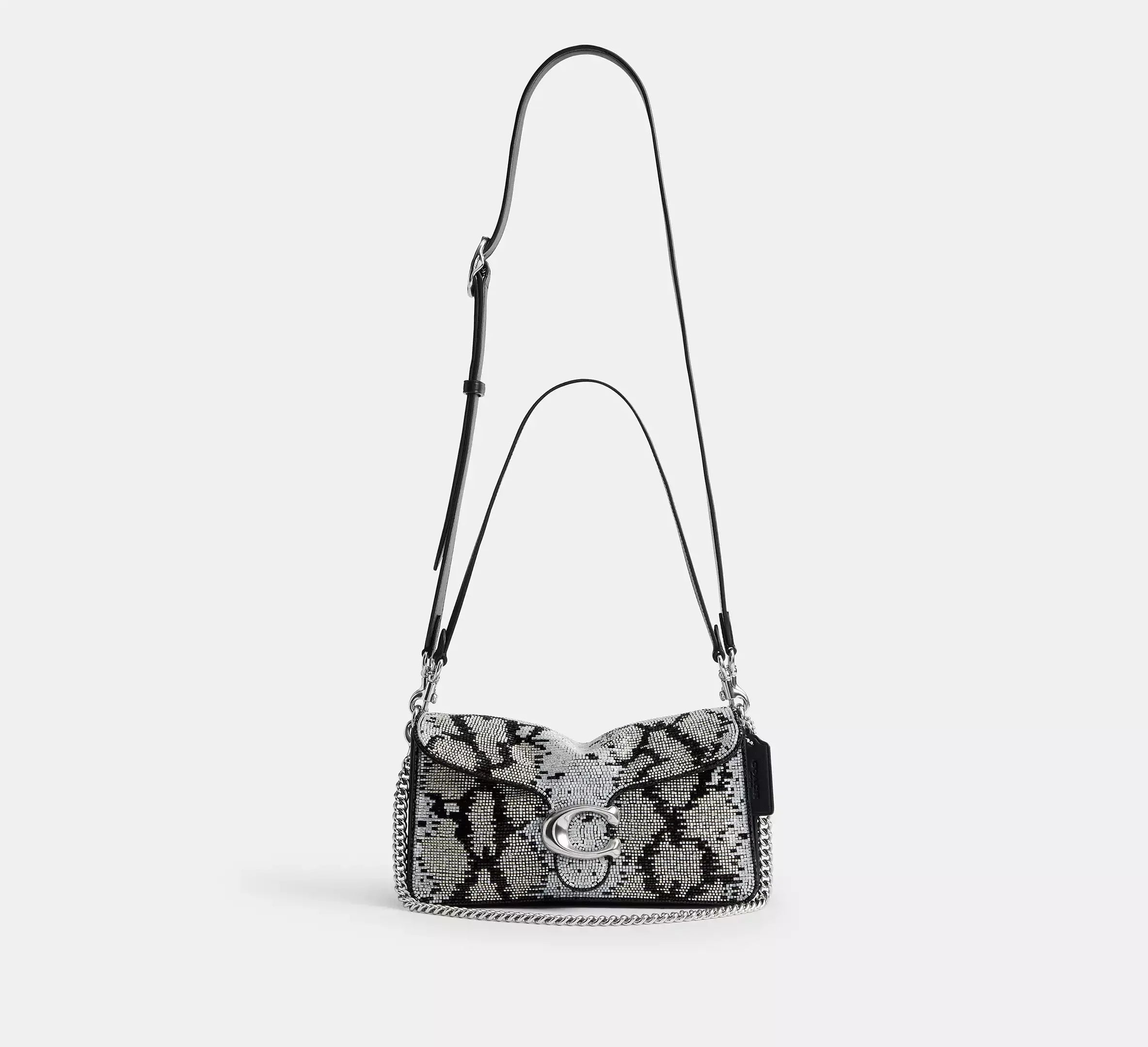 Coach Tabby Shoulder Bag 26 With Beaded Snake – Silver/Black - Sneaker Türkiye
