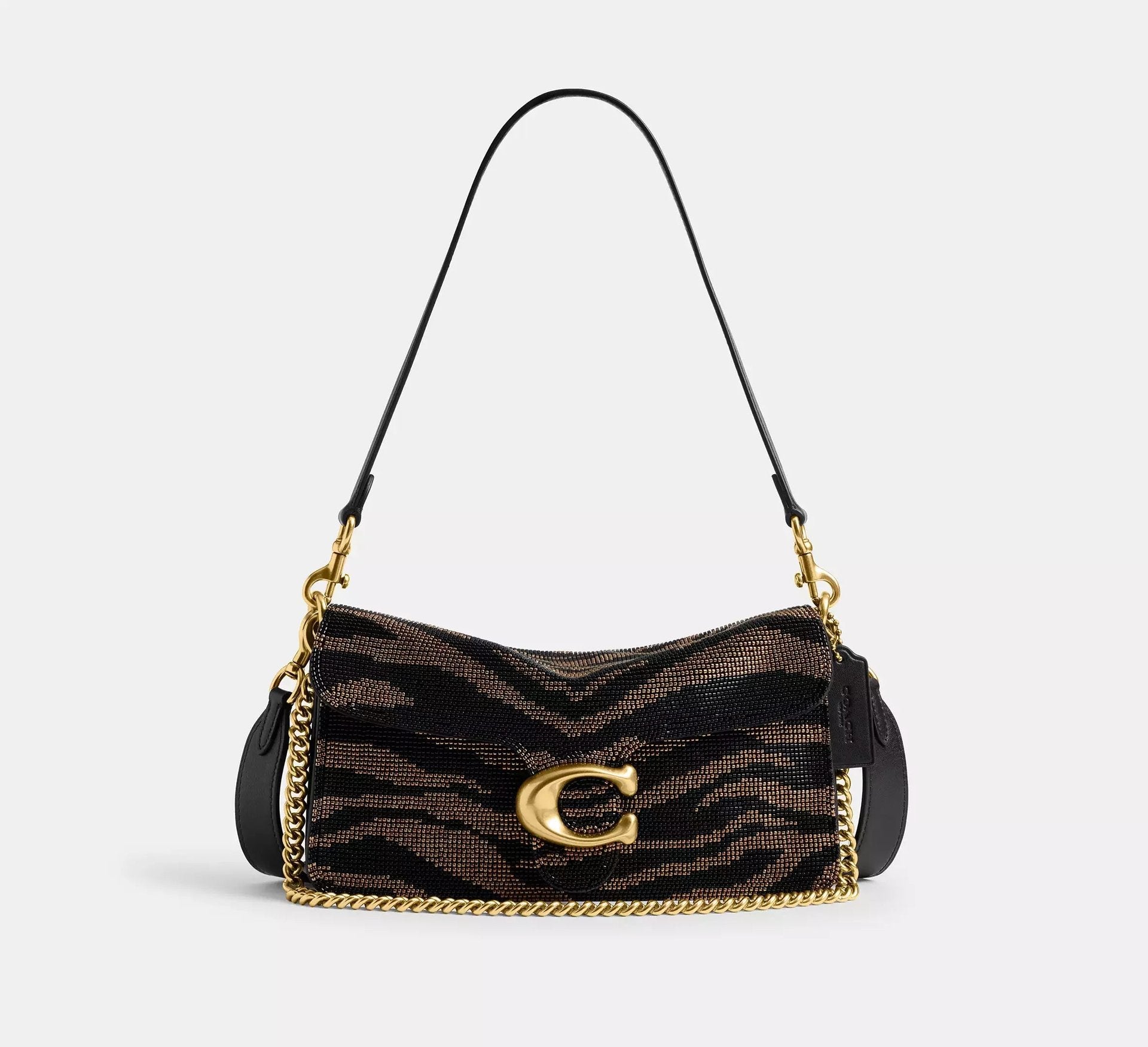 Coach Tabby Shoulder Bag 26 With Beaded Tiger – Brass/Black - Sneaker Türkiye