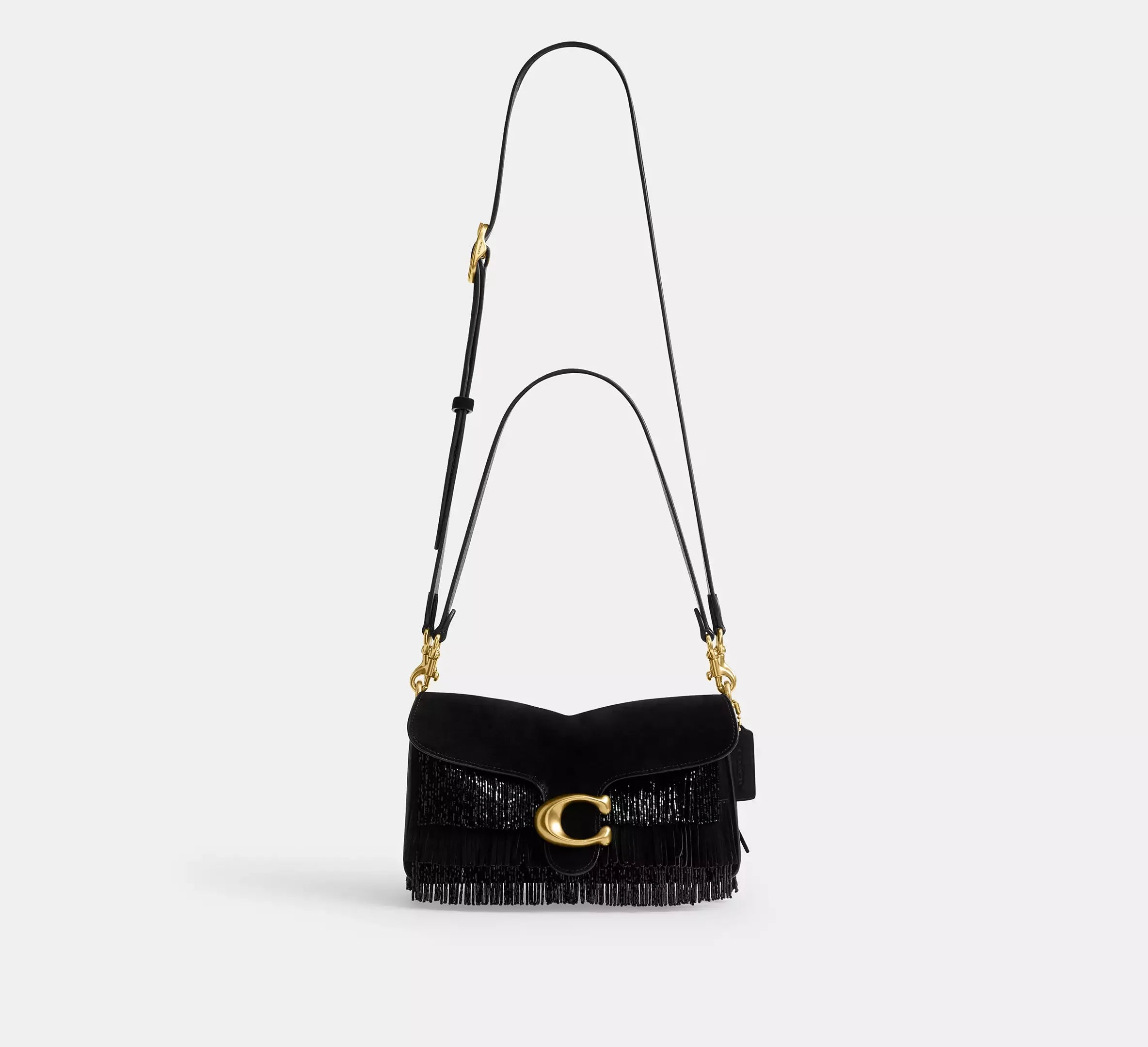 Coach Tabby Shoulder Bag 26 With Crystal Beaded Fringe – Brass/Black - Sneaker Türkiye