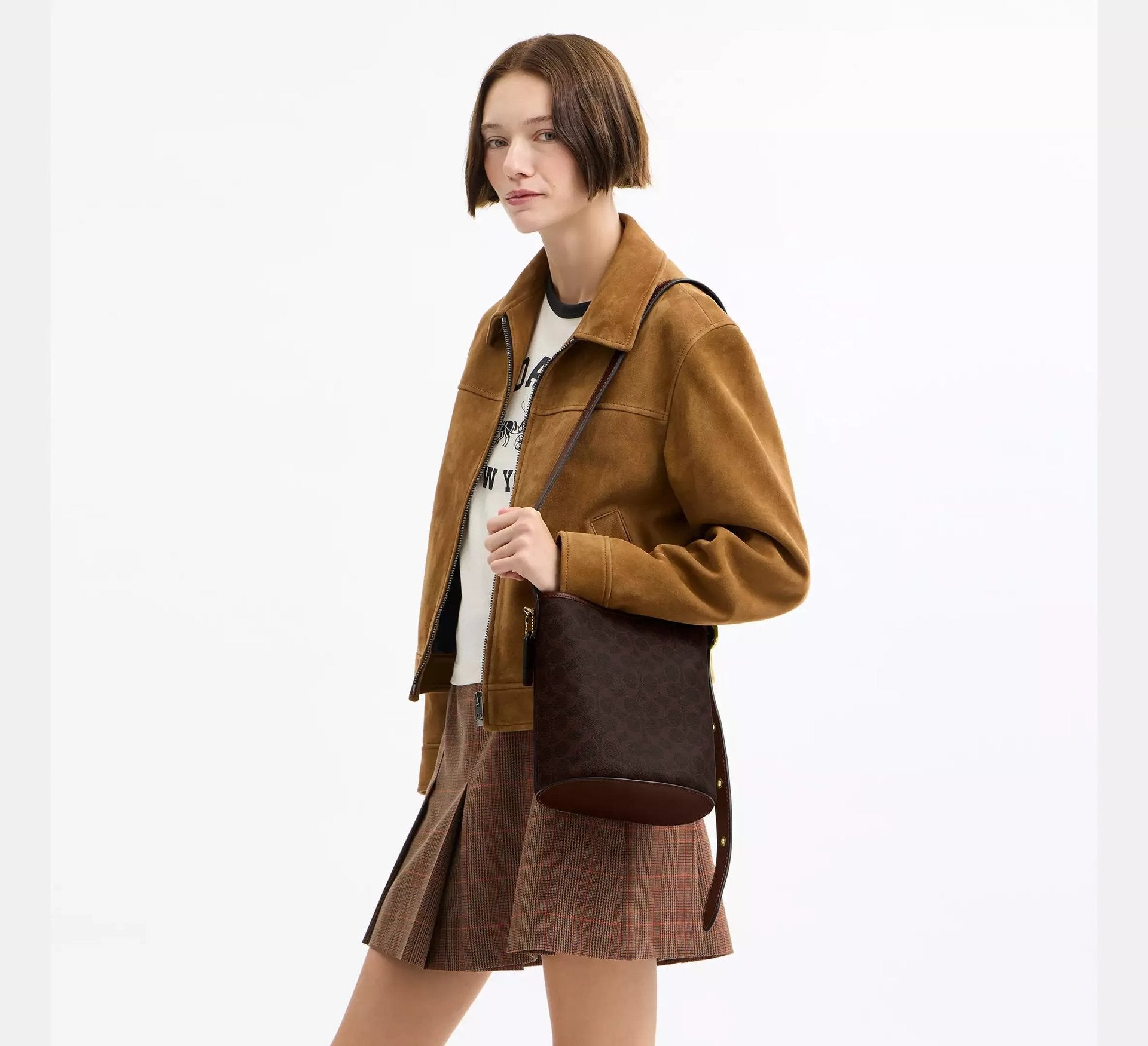 Coach Bleecker Bucket Bag 21 In Signature – Brass/Maple - Sneaker Türkiye