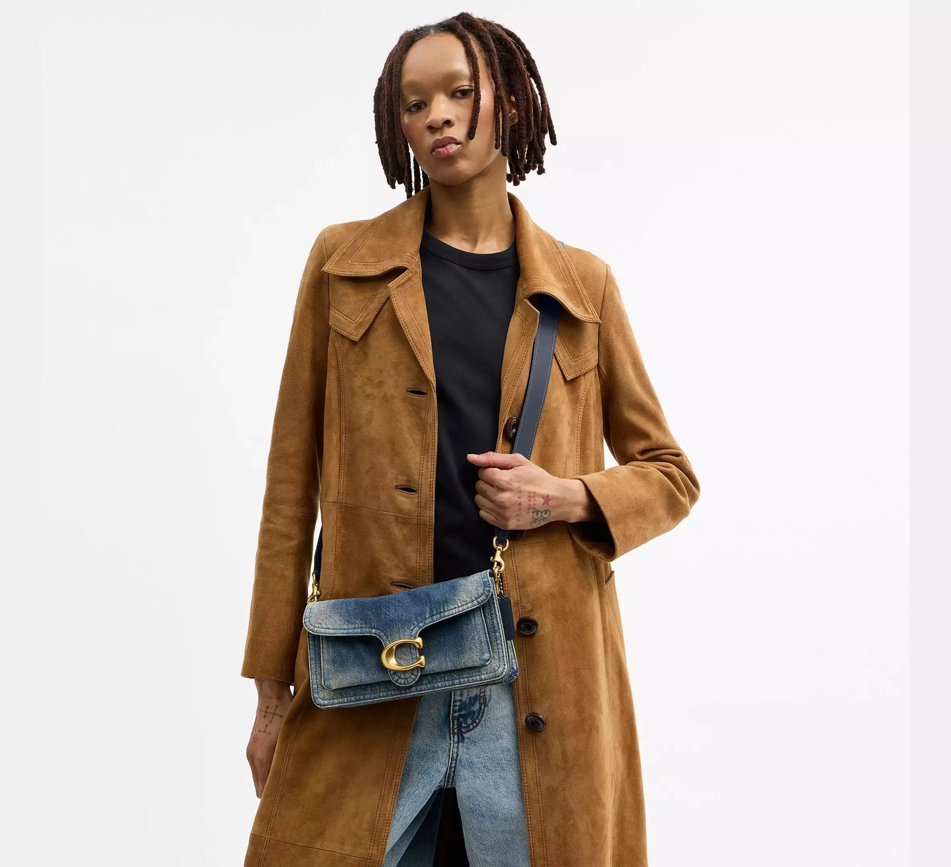 Coach Tabby Shoulder Bag 26 In Regenerative Cotton Denim – Denim/Brass/Dark Indigo - Sneaker Türkiye