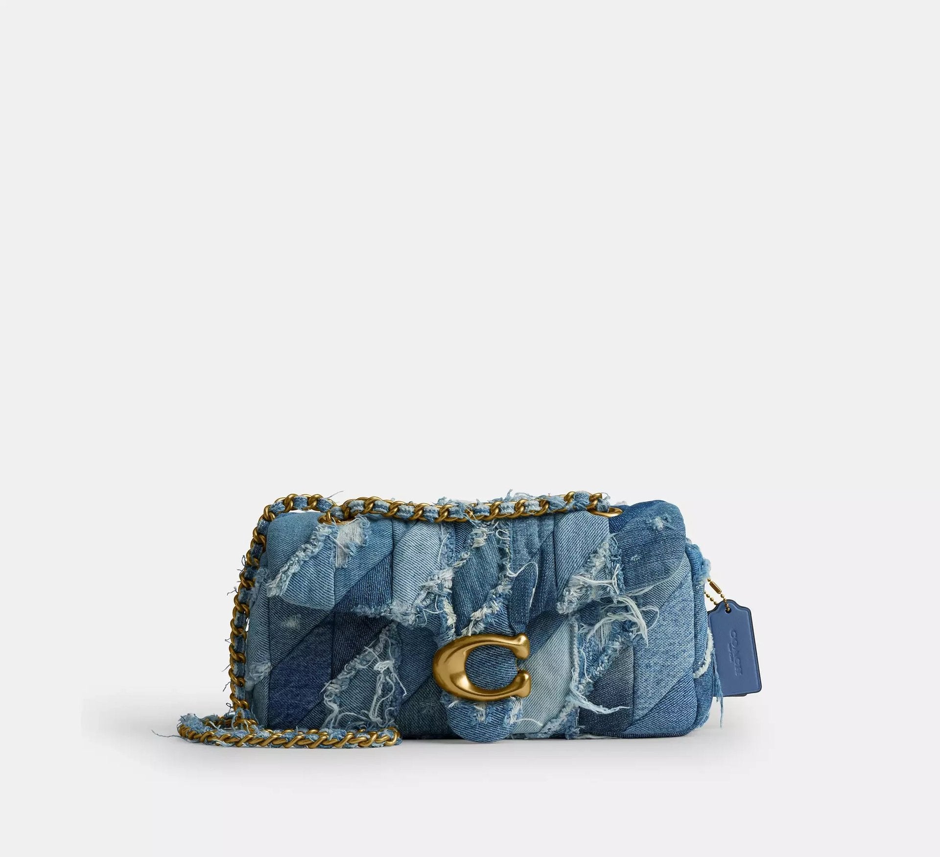 Coach Tabby Shoulder Bag 26 With Repurposed Denim Patchwork Quilting – Denim/Brass/Denim - Sneaker Türkiye