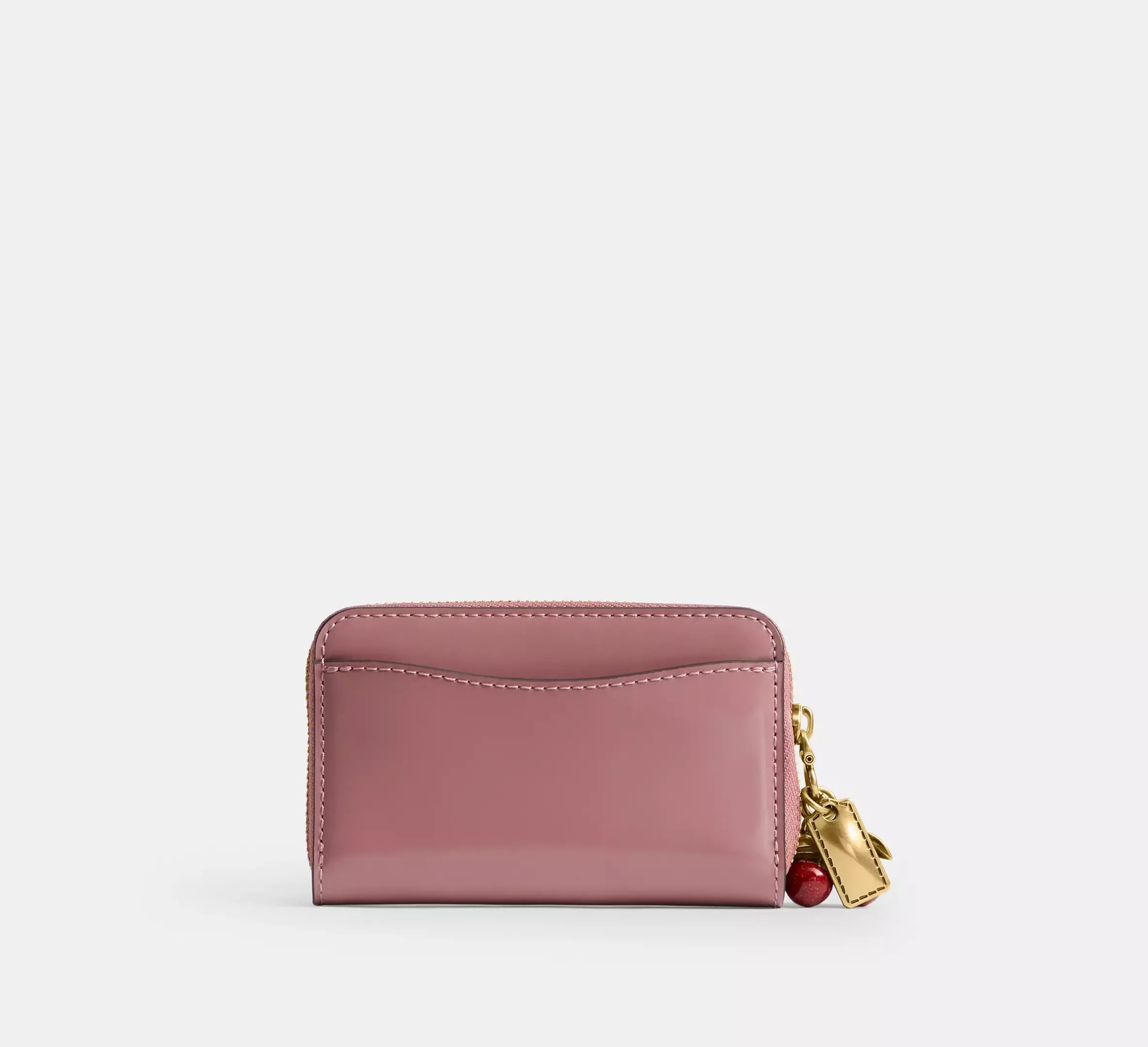 Coach Essential Small Zip Around Card Case With Charms – Brass/Peony - Sneaker Türkiye