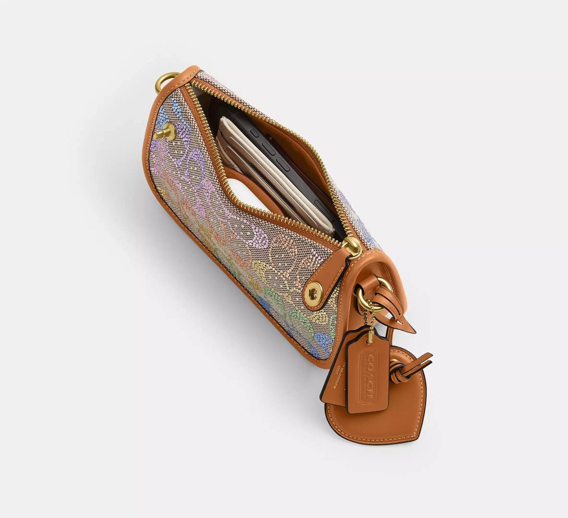 Coach Swinger Bag 20 With Chain In Crystal Signature Jacquard SEZON – Brass/Rainbow Multi - Sneaker Türkiye
