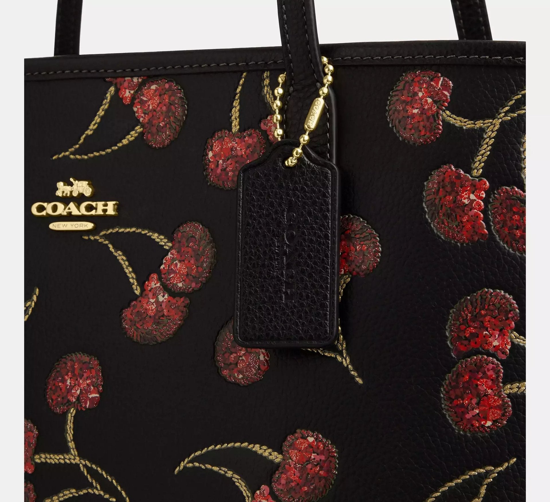 Coach City Tote Bag With Cherry Print – Gold/Black Multi - Sneaker Türkiye