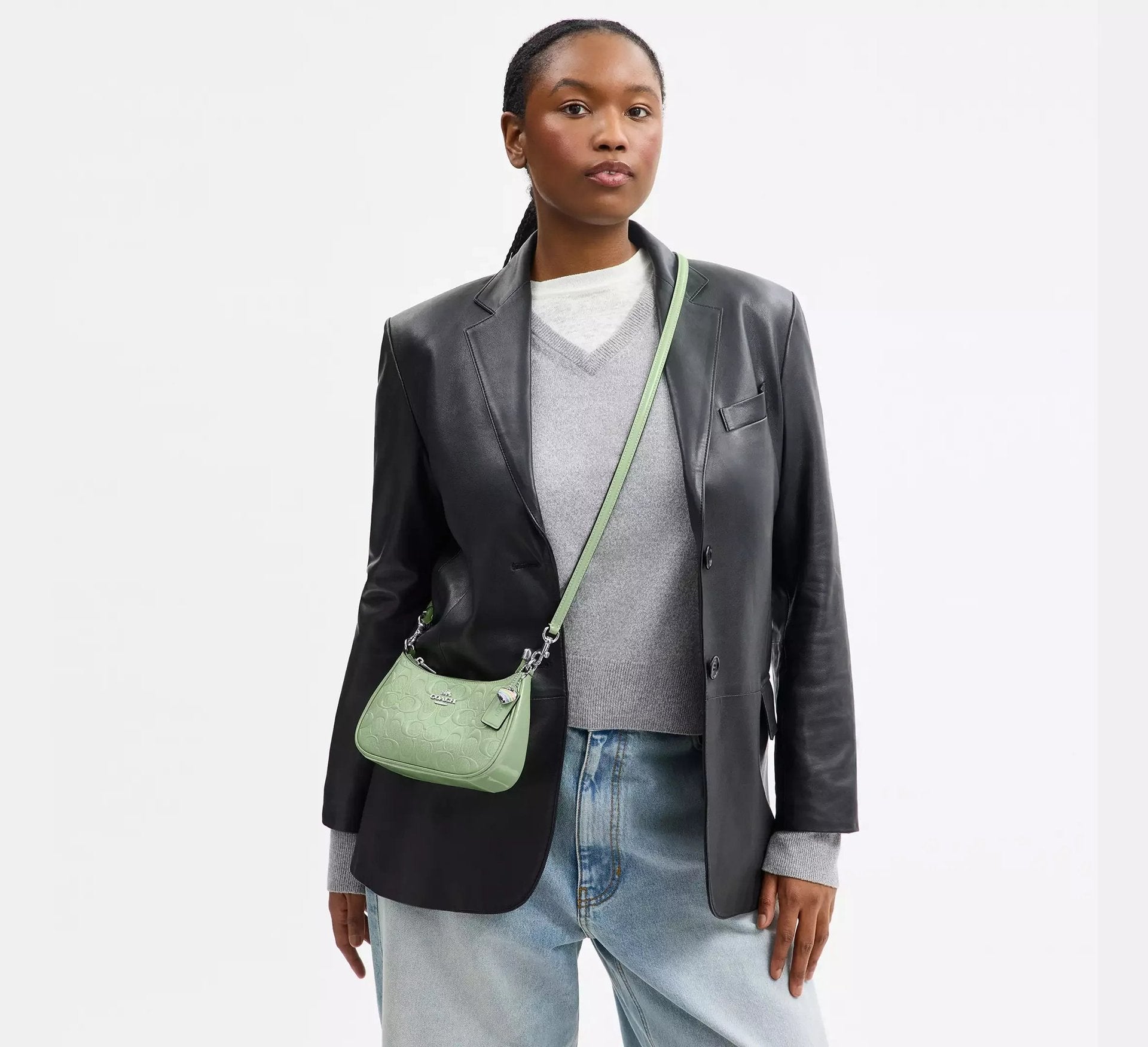Coach Teri Mini Crossbody Bag In Signature Leather With Heart Charm – Silver - Sneaker Türkiye