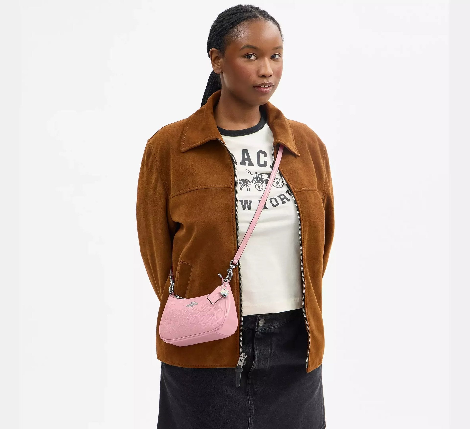 Coach Teri Mini Crossbody Bag In Signature Leather With Heart Charm – Silver - Sneaker Türkiye