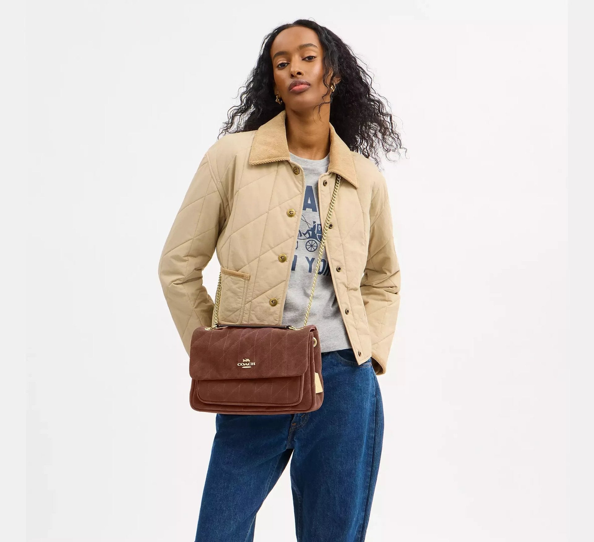 Coach Elodie Crossbody Bag With Quilting – Gold/Vintage Brown/Maple - Sneaker Türkiye