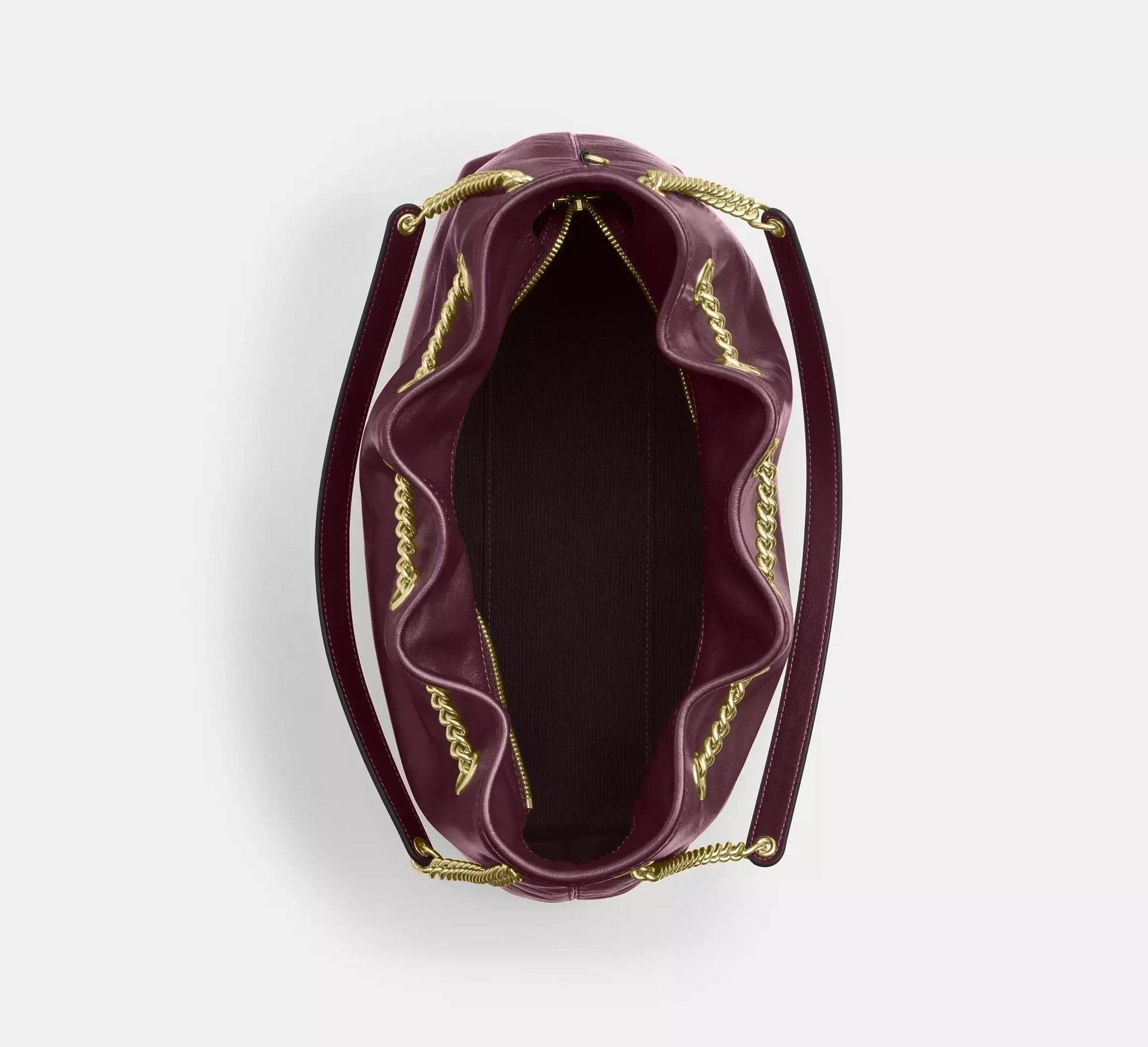 Coach Evelyn Shoulder Bag – Gold/Dark Wine - Sneaker Türkiye