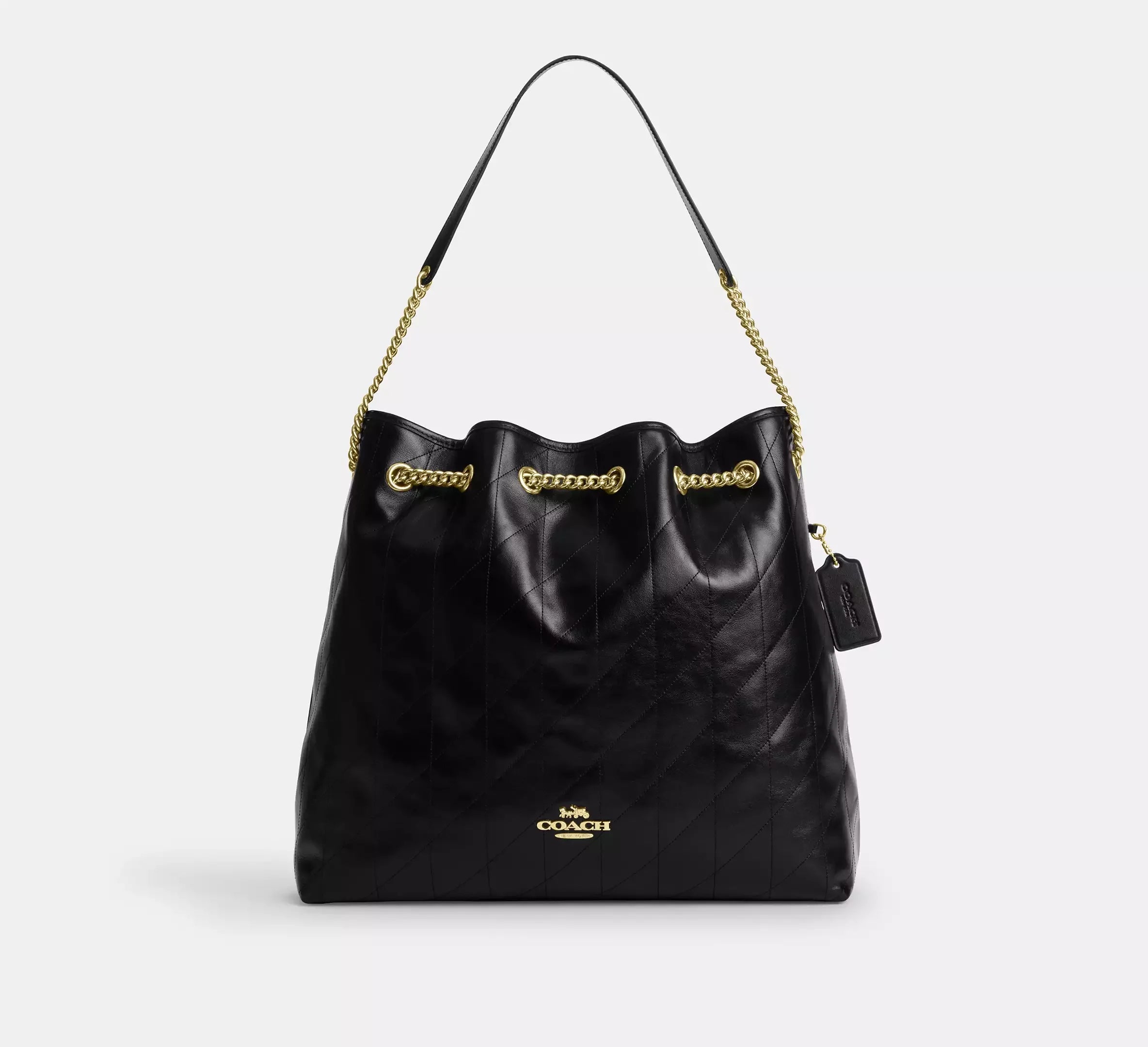 Coach Evelyn Large Shoulder Bag With Quilting – Gold/Black - Sneaker Türkiye