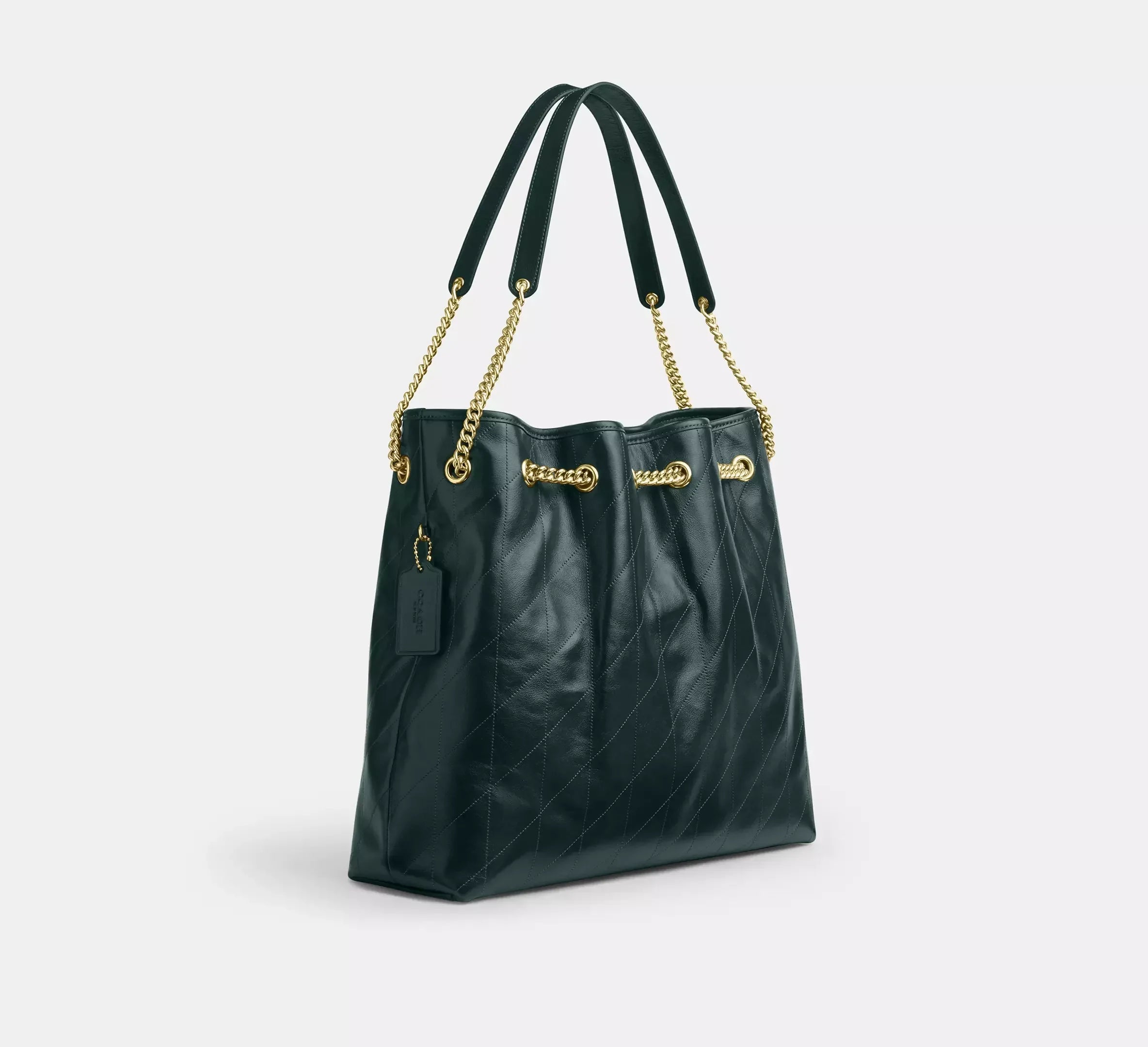 Coach Evelyn Large Shoulder Bag With Quilting – Gold/Dark Teal - Sneaker Türkiye
