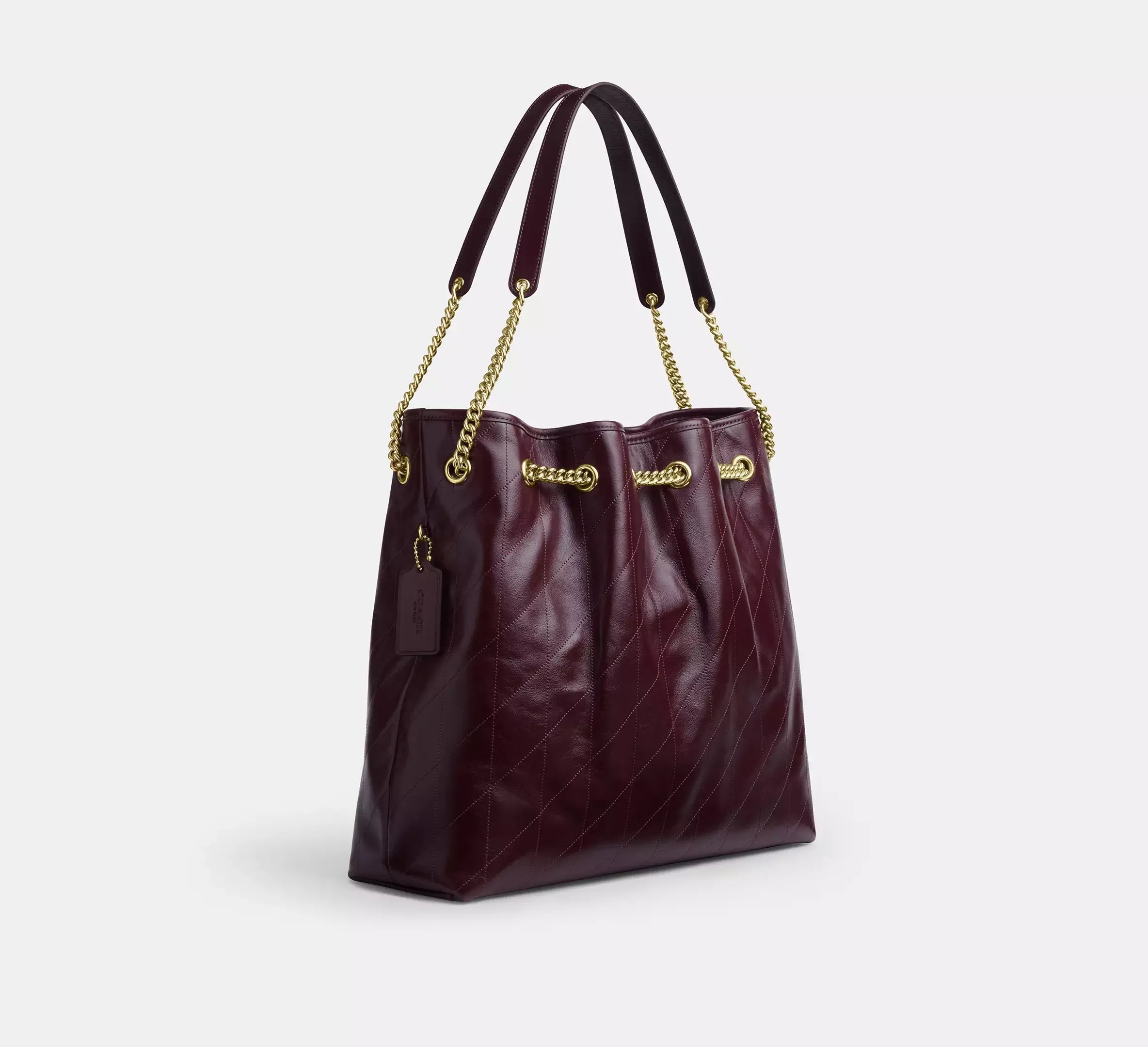 Coach Evelyn Large Shoulder Bag With Quilting – Gold/Dark Wine - Sneaker Türkiye