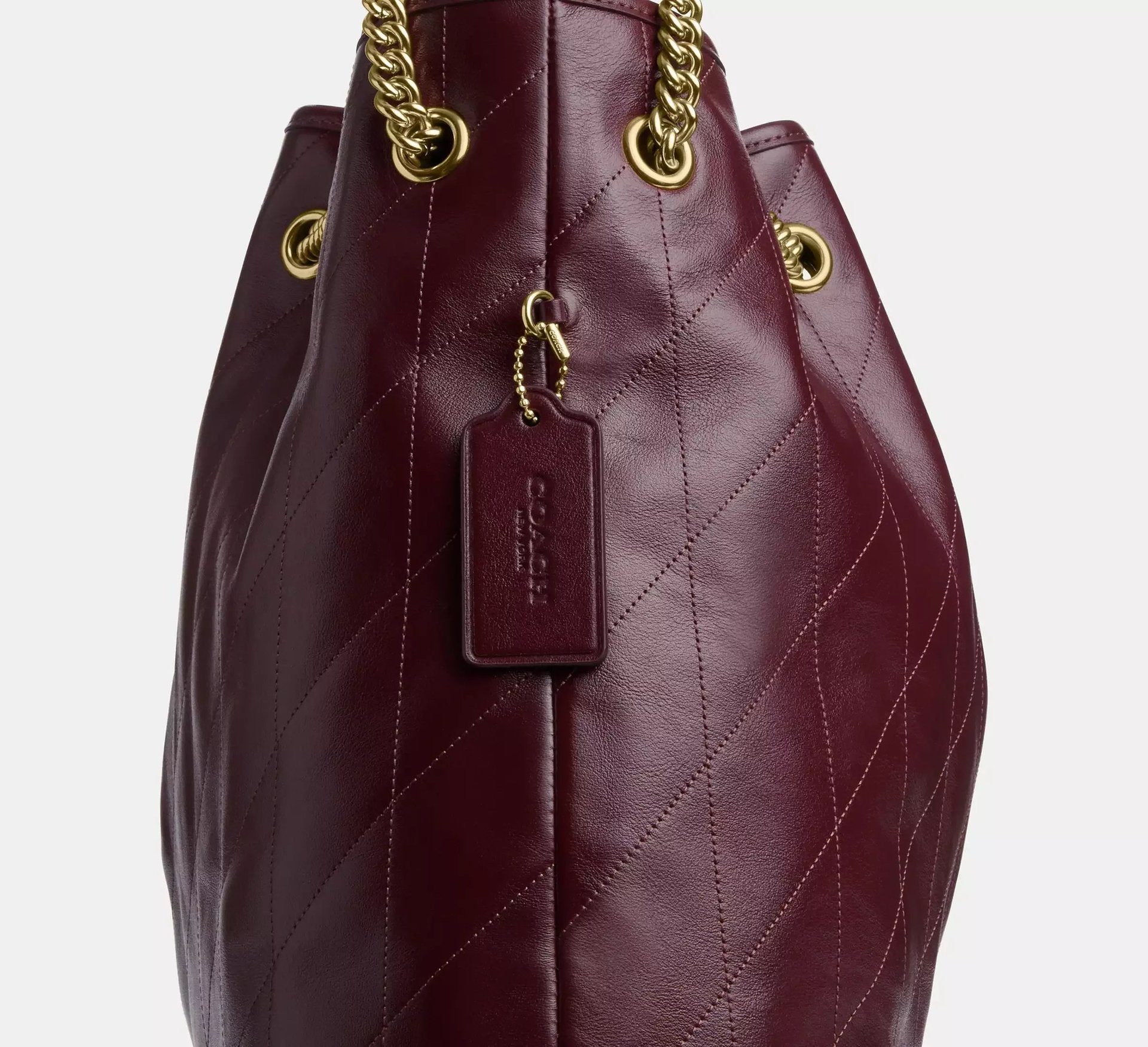 Coach Evelyn Large Shoulder Bag With Quilting – Gold/Dark Wine - Sneaker Türkiye