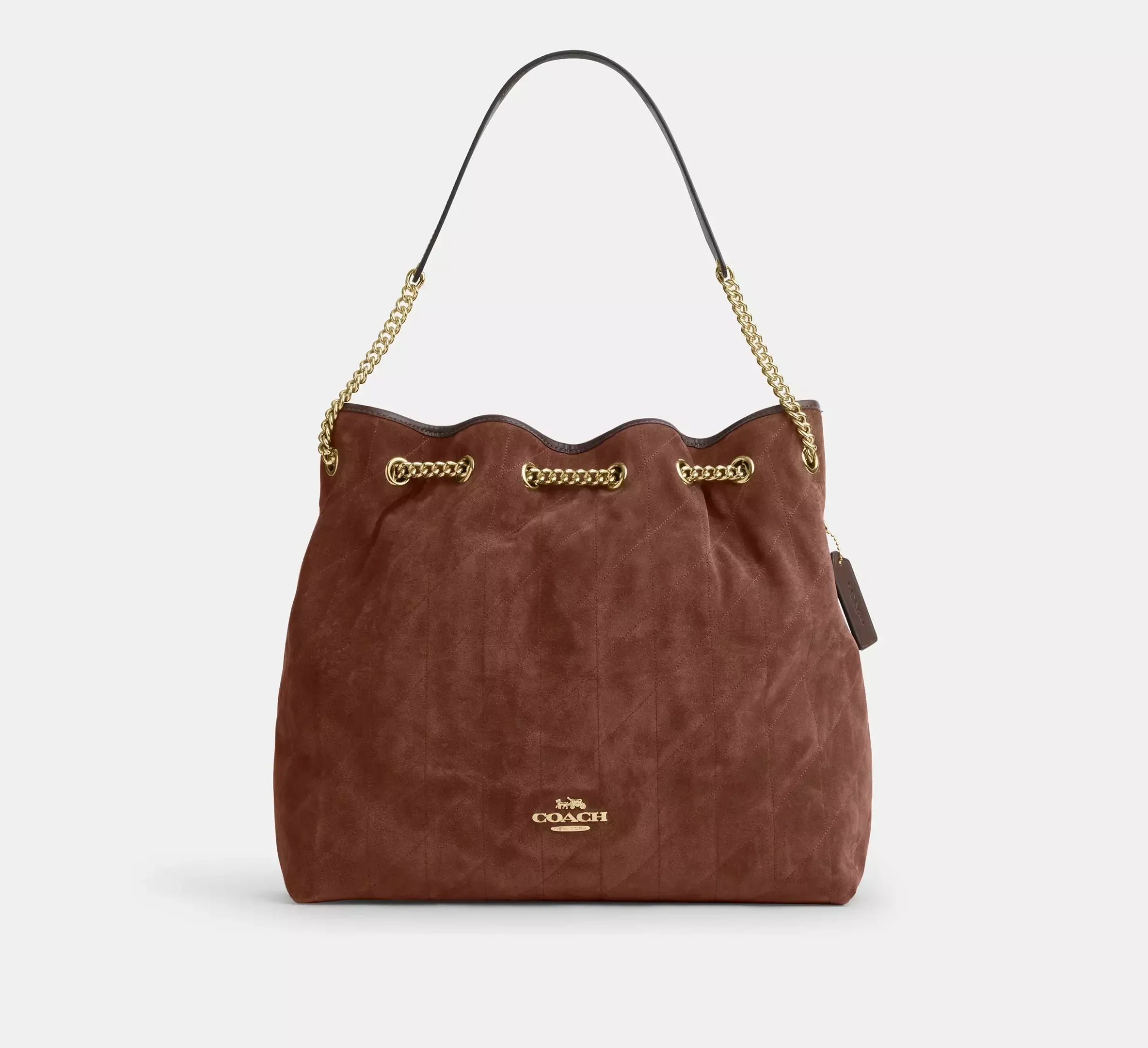 Coach Evelyn Large Shoulder Bag With Quilting – Gold/Vintage Brown/Maple - Sneaker Türkiye