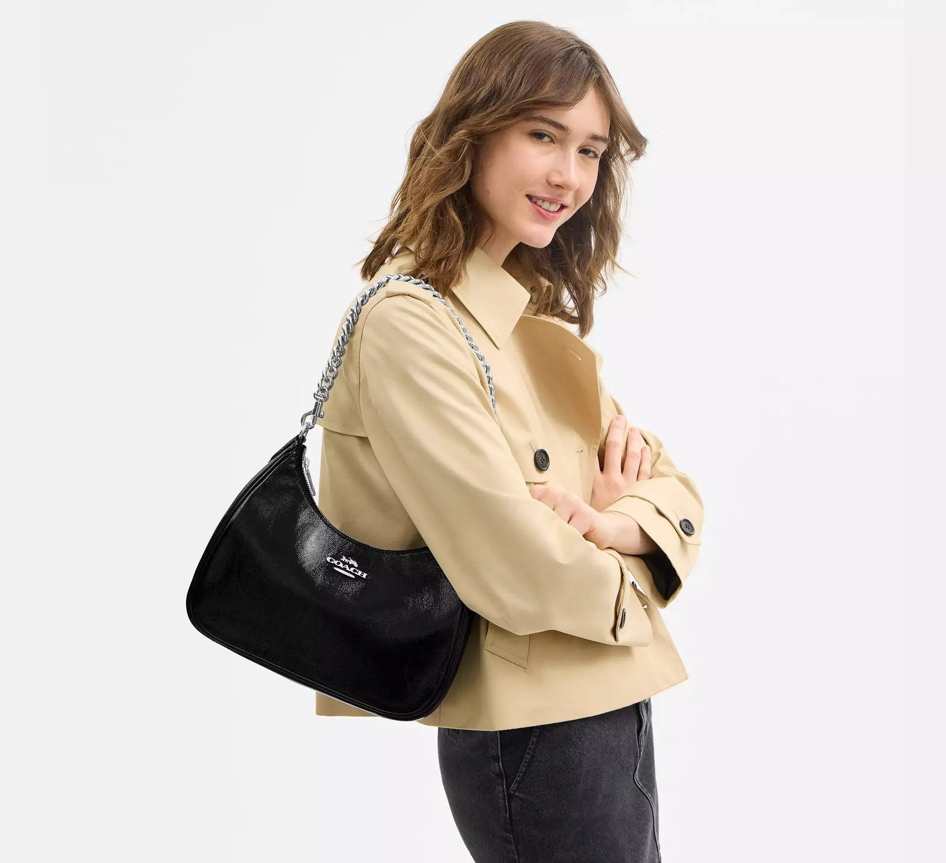 Coach Teri Hobo Bag With Pouch – Silver - Sneaker Türkiye