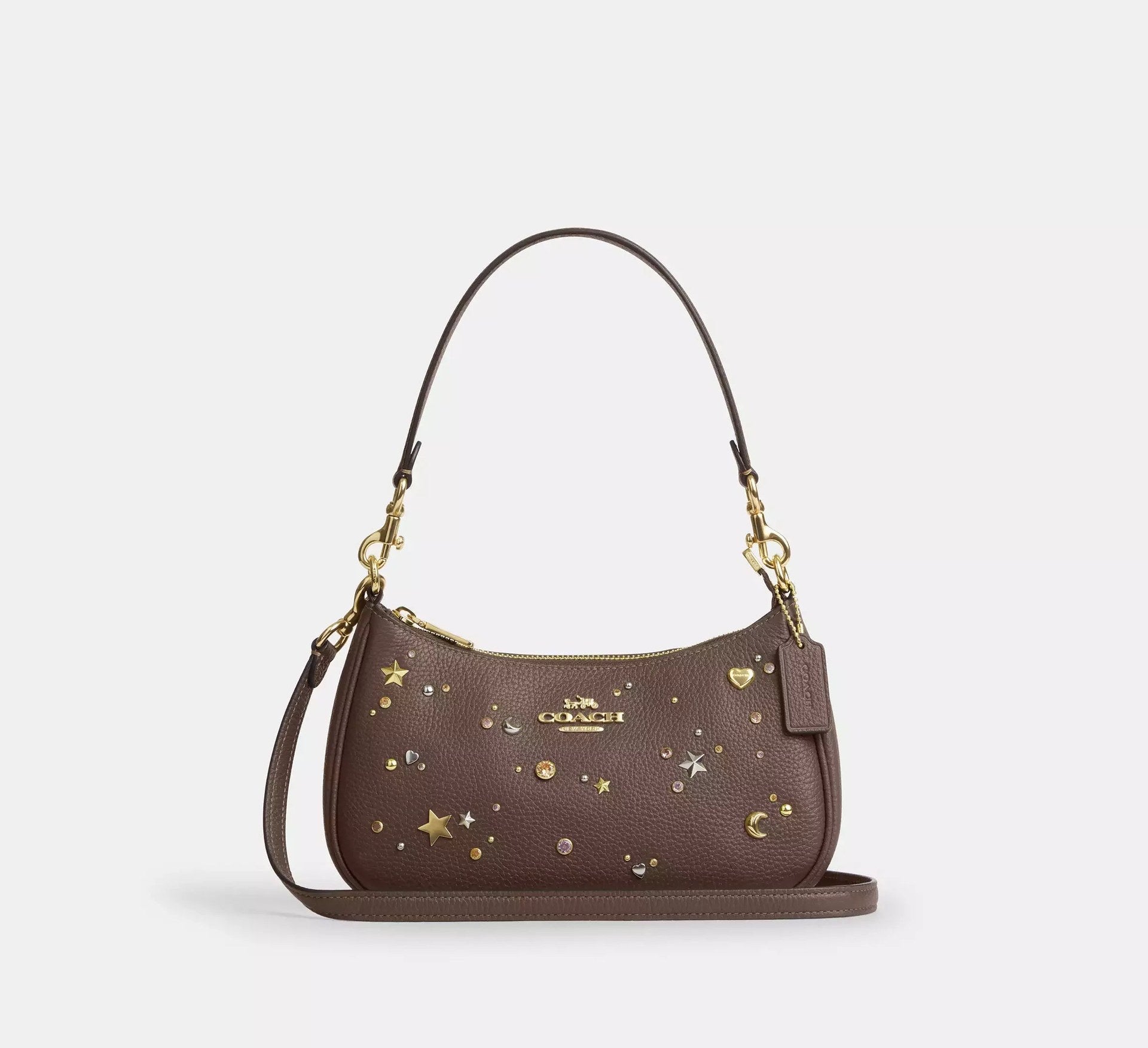 Coach Teri Shoulder Bag With Rivets – Gold/Dark Stone - Sneaker Türkiye